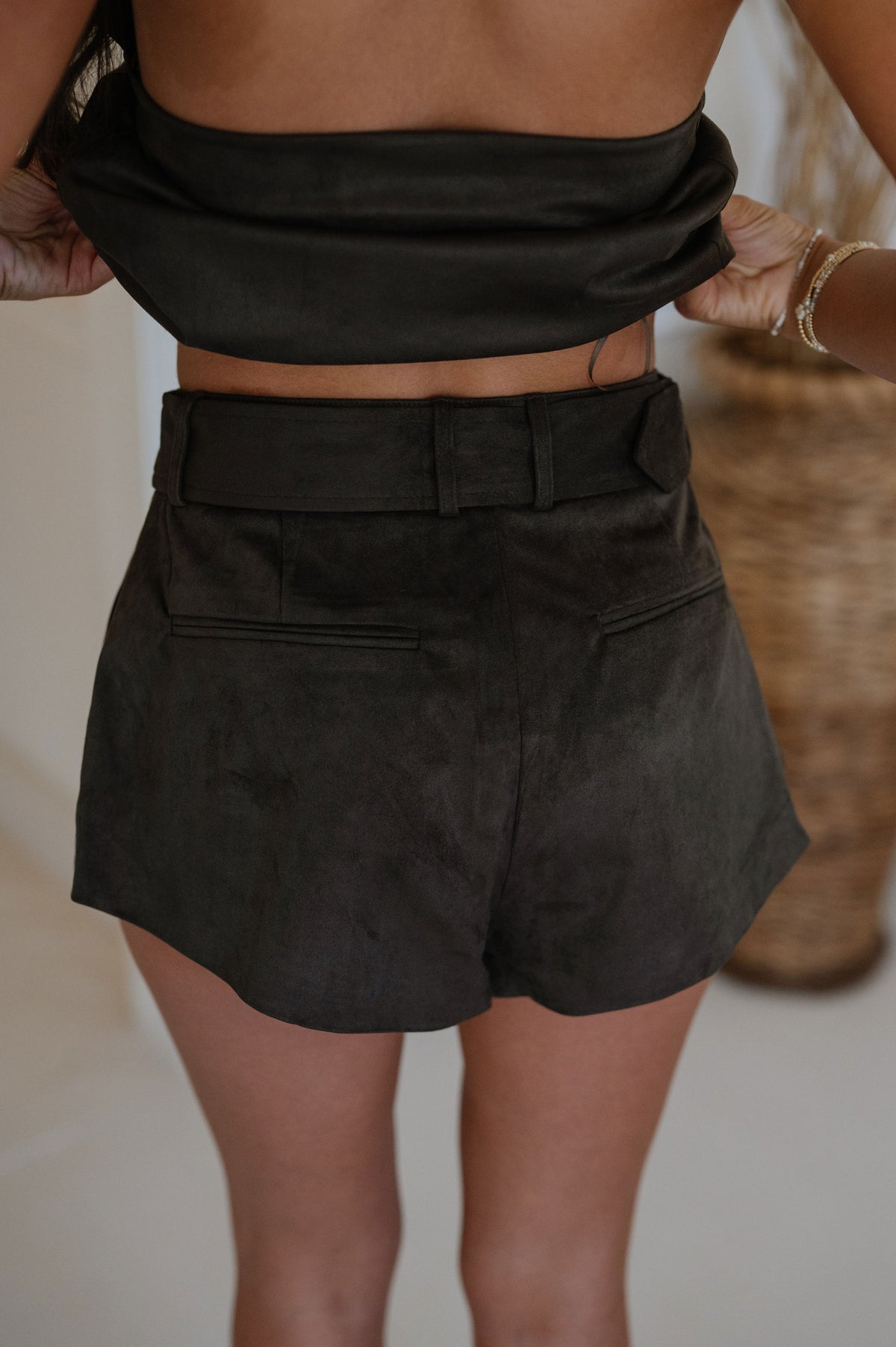 Faux Suede Mini Bubble Shorts