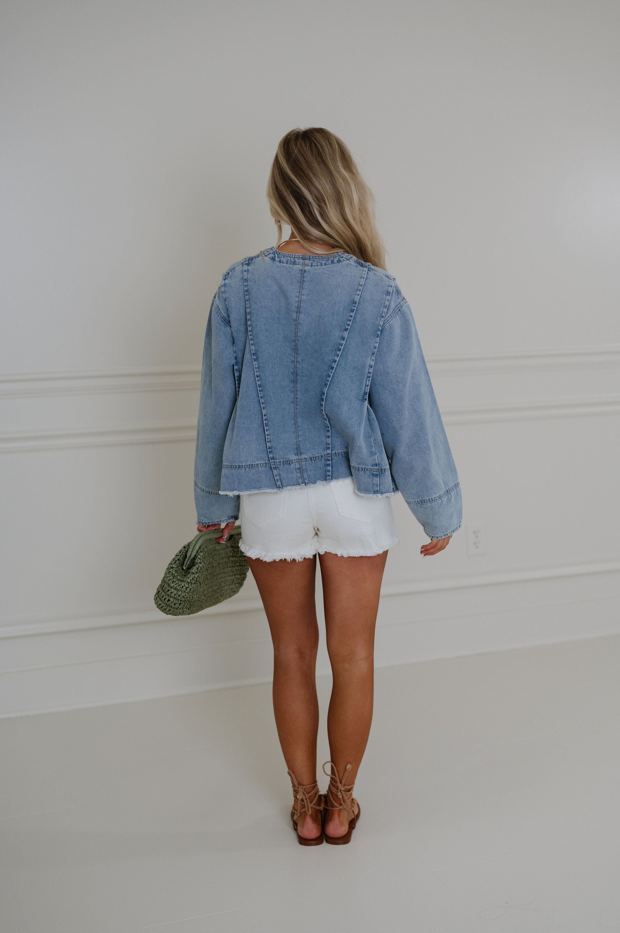 Melody Denim Balloon Sleeve Top