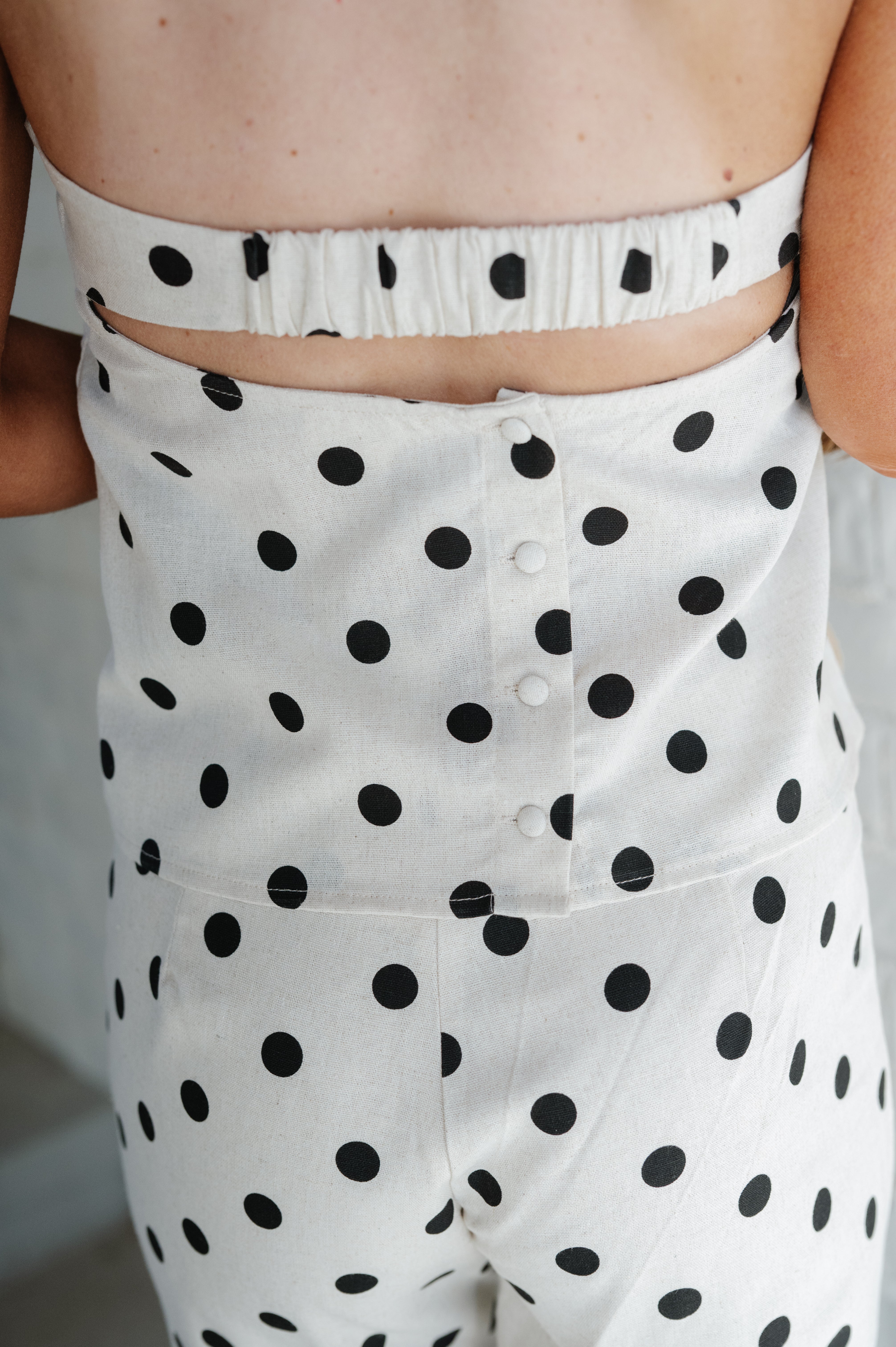 Remi Polka Dot Pants Set-Natural/Black