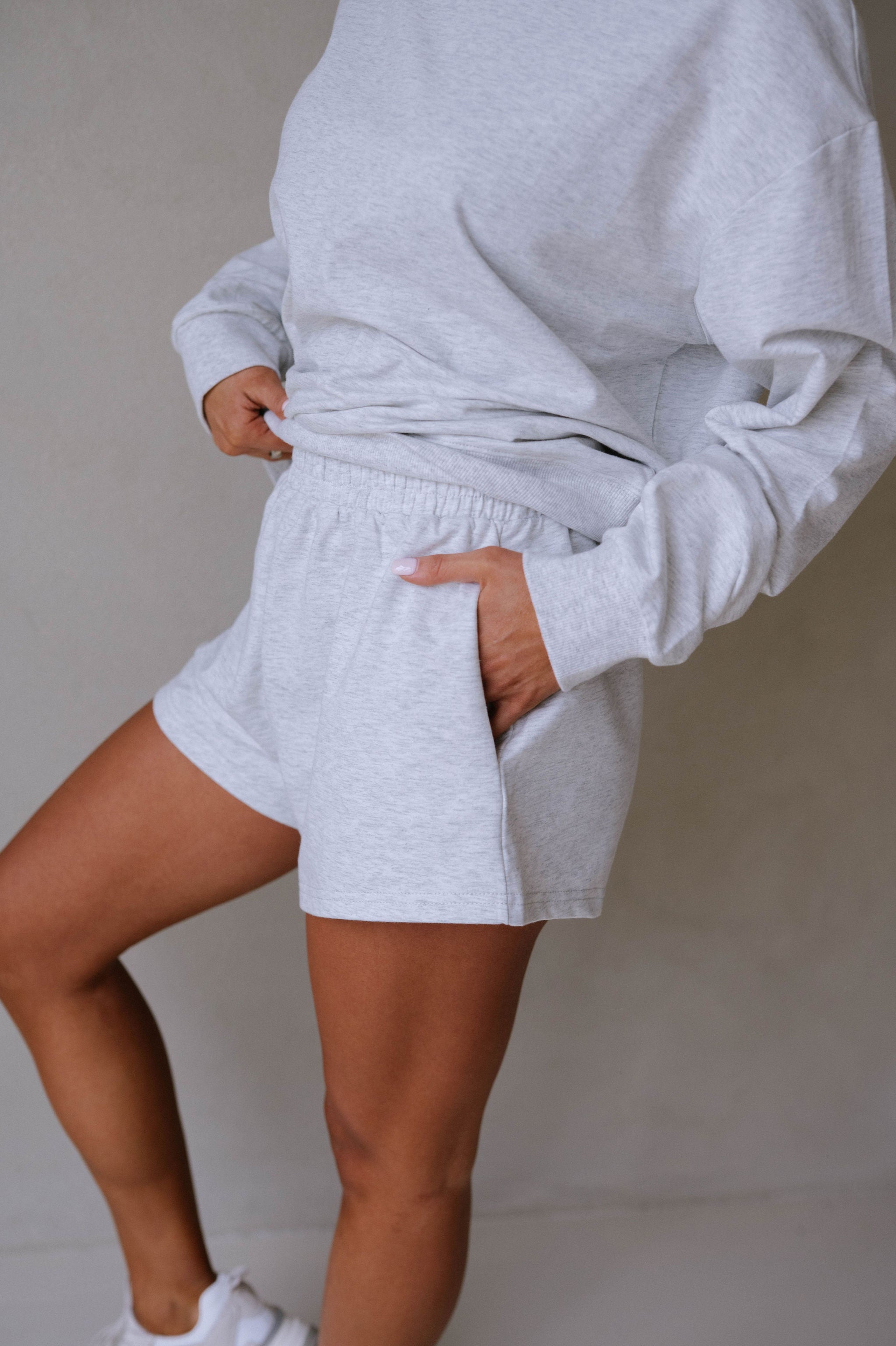 Brooke Shorts Set- Heather Grey
