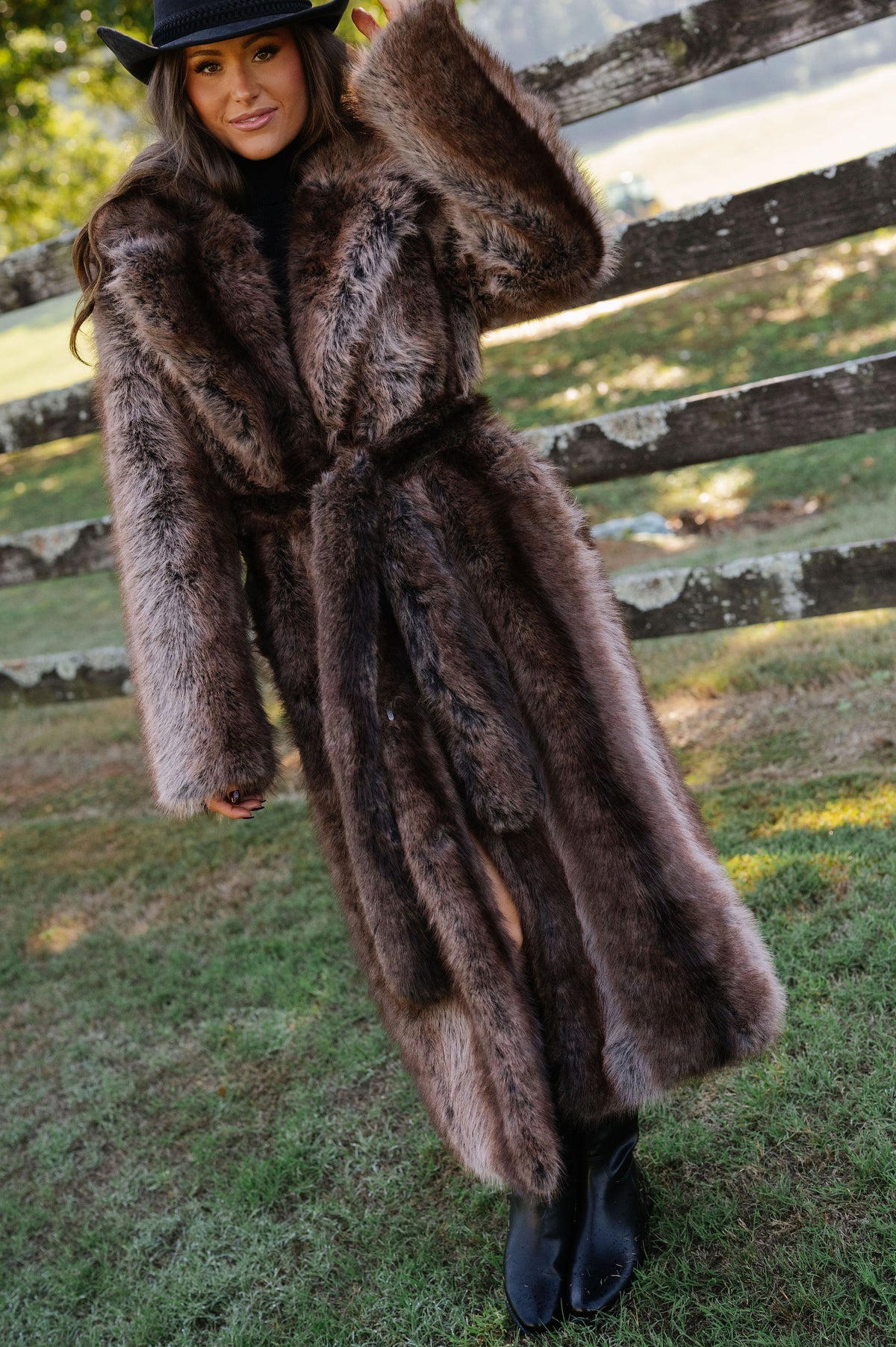Cersei Faux Fur Jacket-Brown