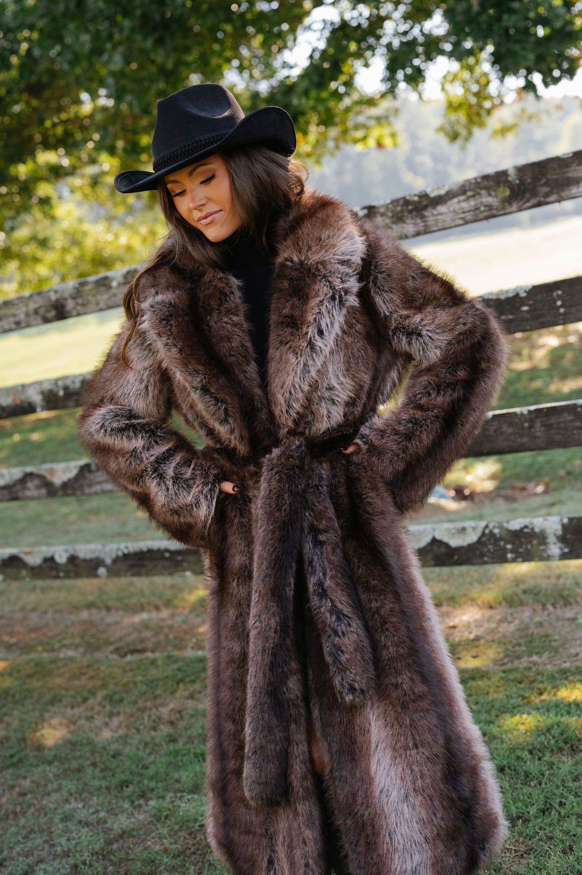 Cersei Faux Fur Jacket-Brown