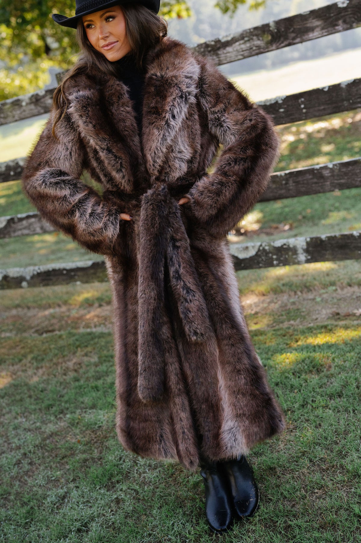 Cersei Faux Fur Jacket-Brown
