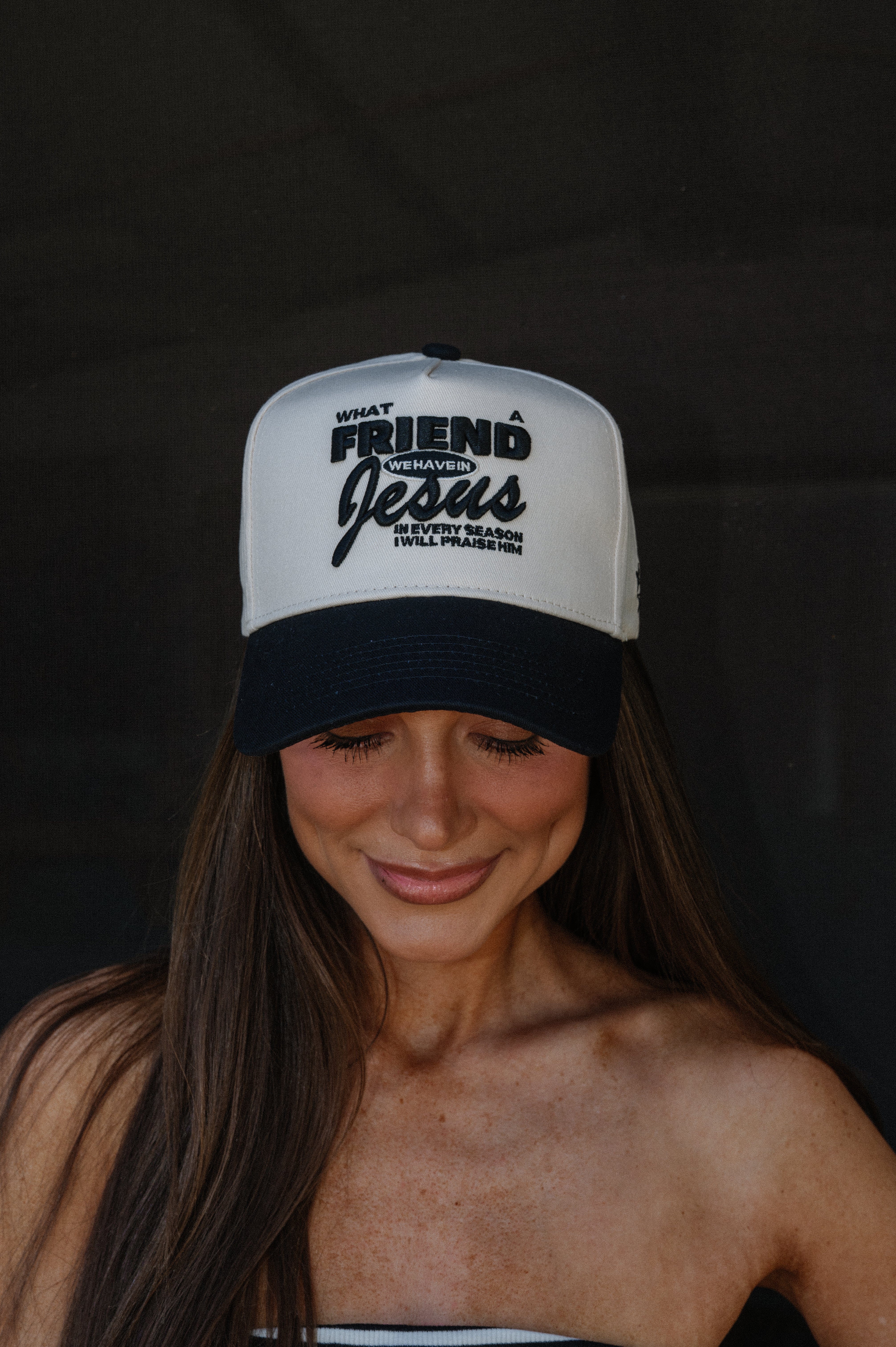 Friend In Jesus Trucker Hat- Black