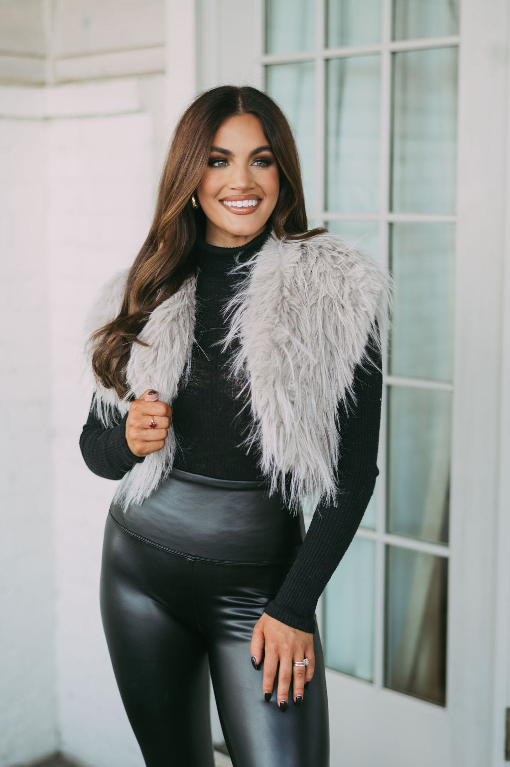 Gigi Faux Fur Vest- Grey