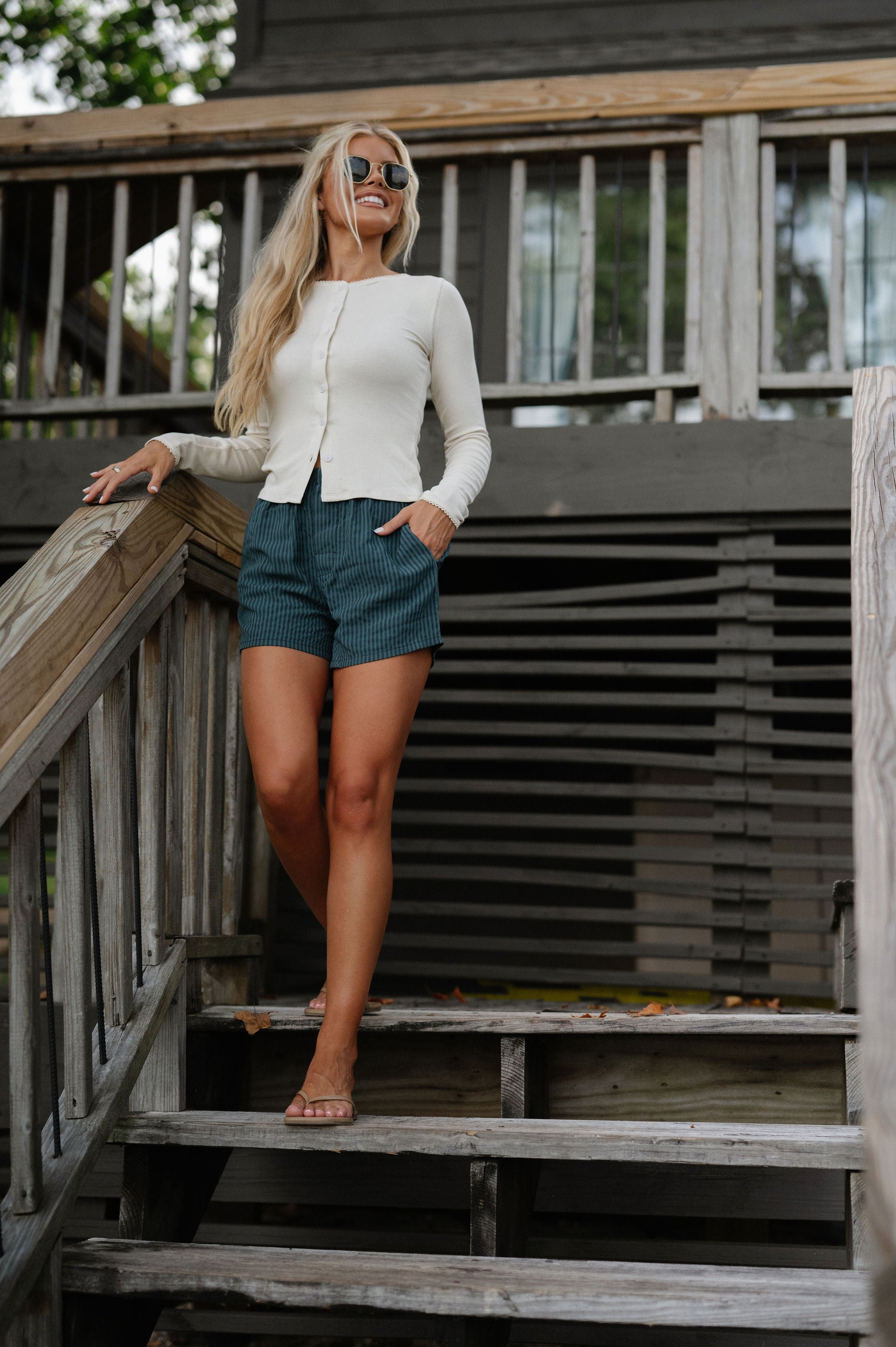 Rowan Button Top- Ecru