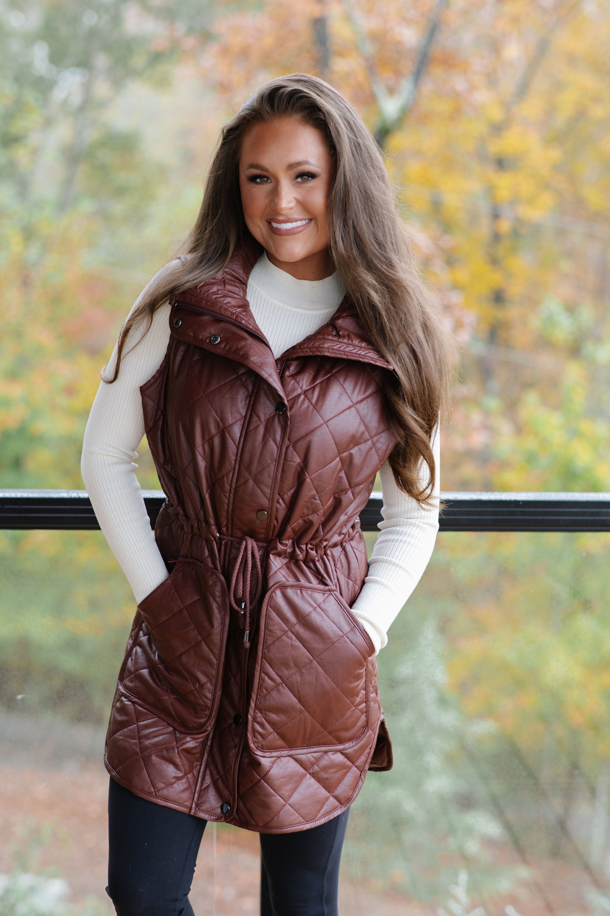 Harlow Puffer Vest-Brown