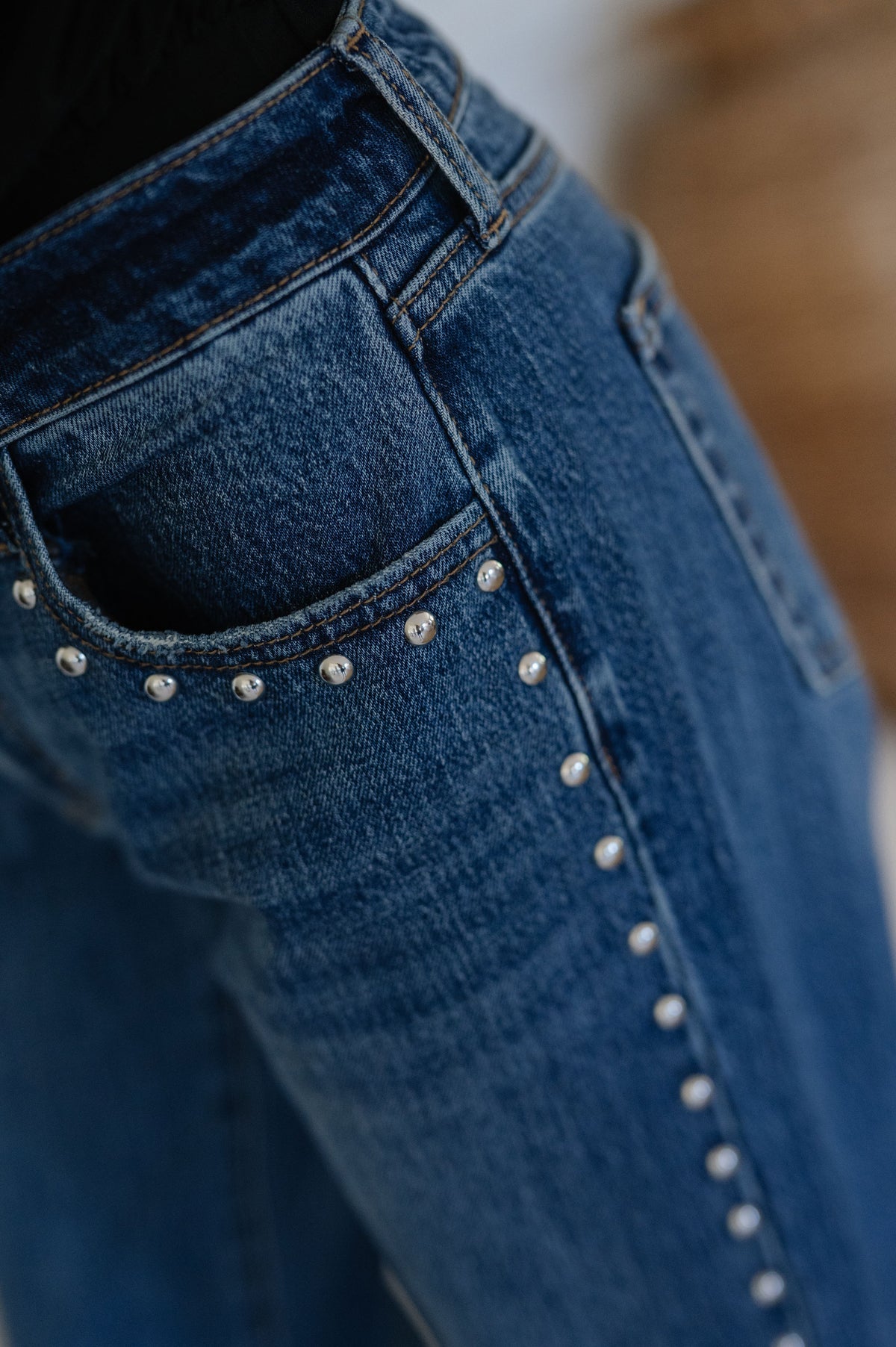 Low Rise Studded Baggy Jean