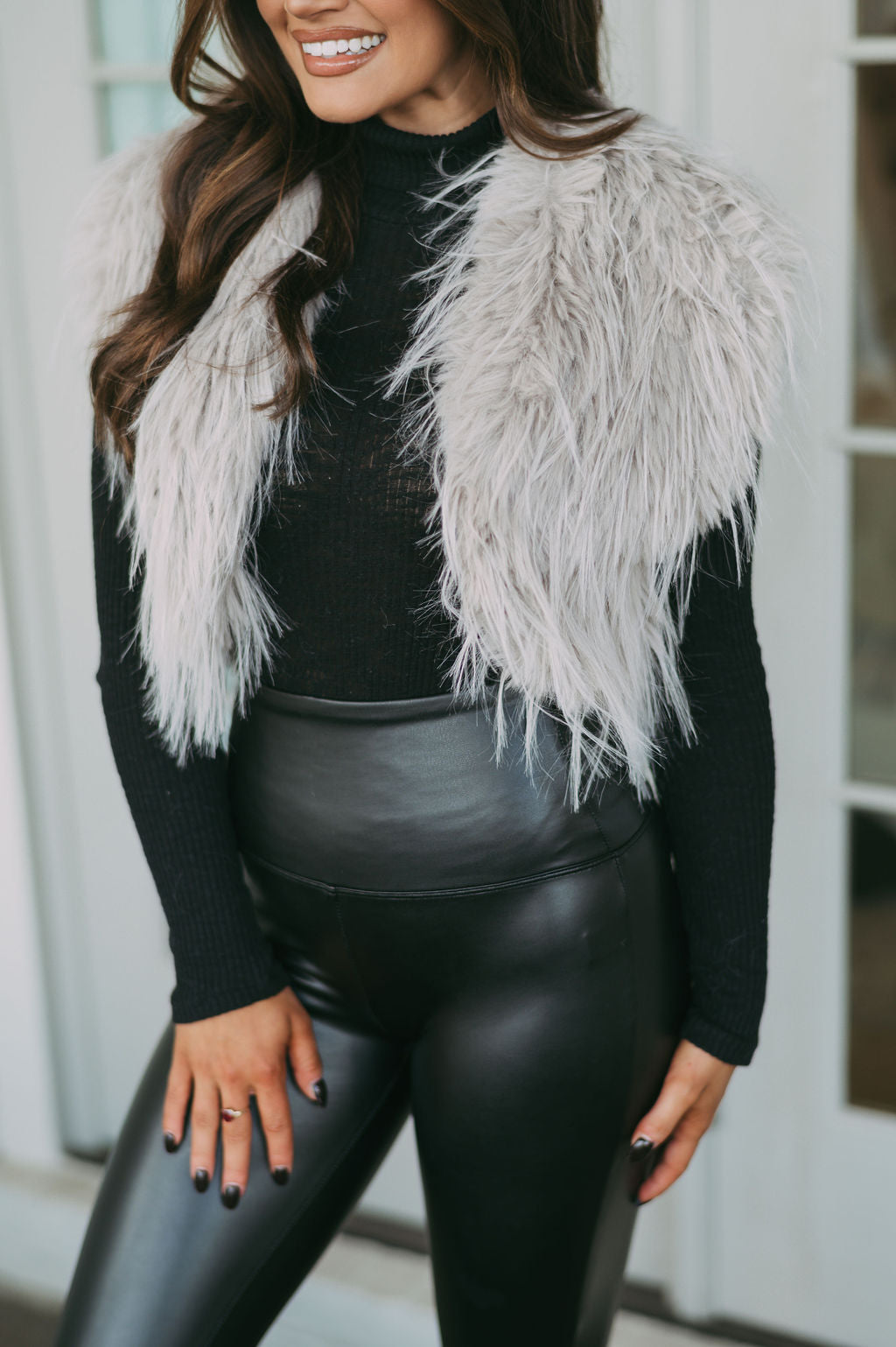 Gigi Faux Fur Vest- Grey