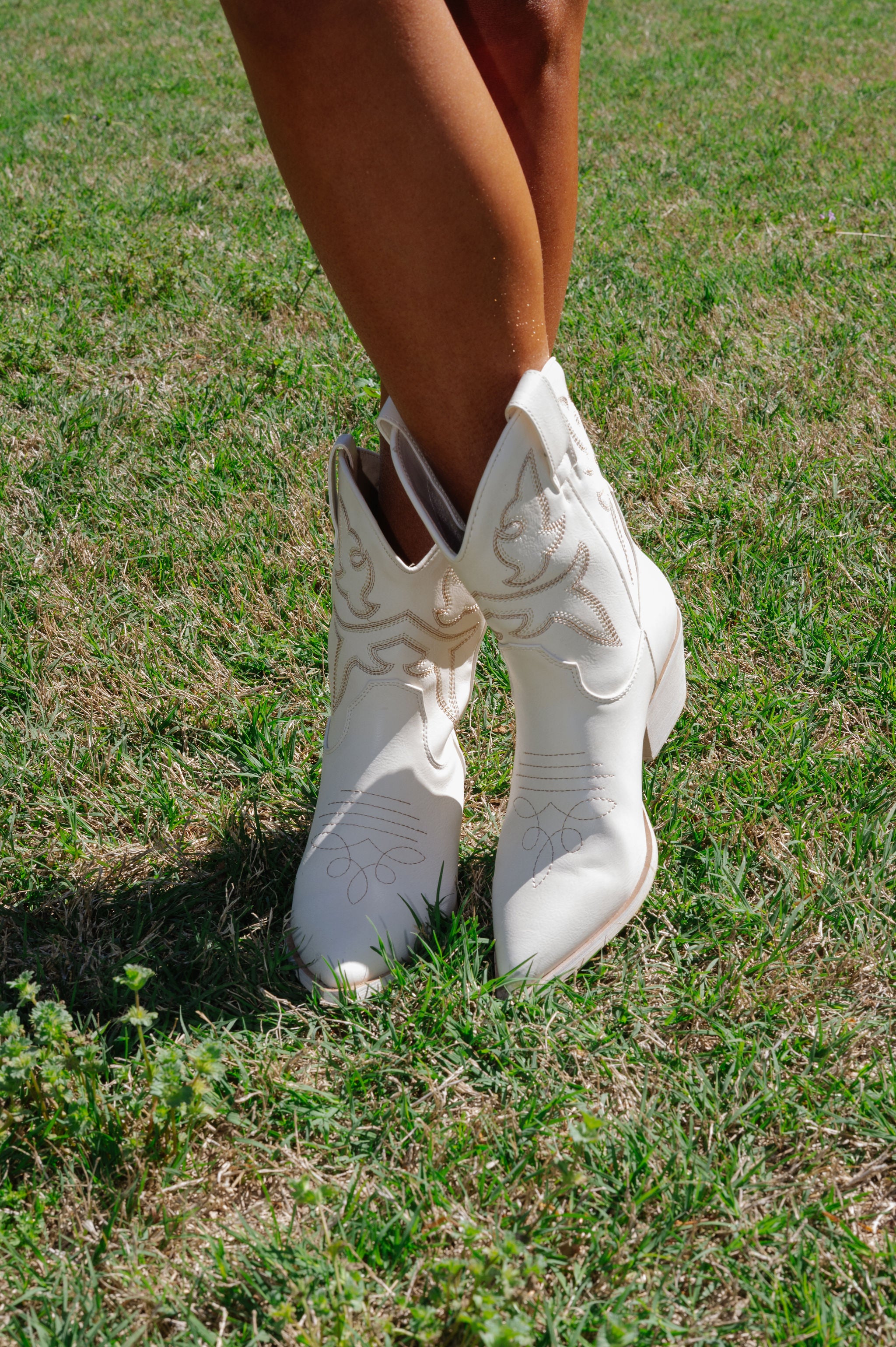 Claire Western Boots-Cream