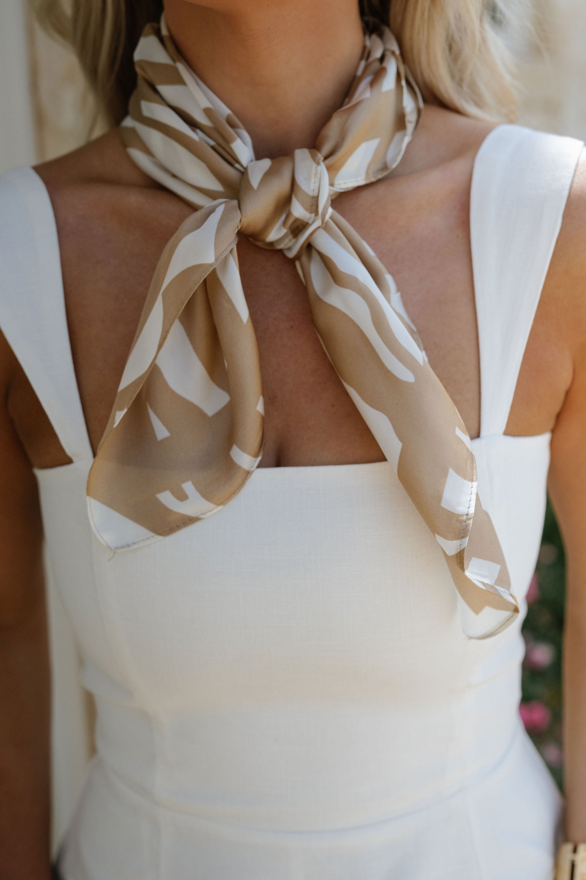 Zebra Bandana Scarf-Beige