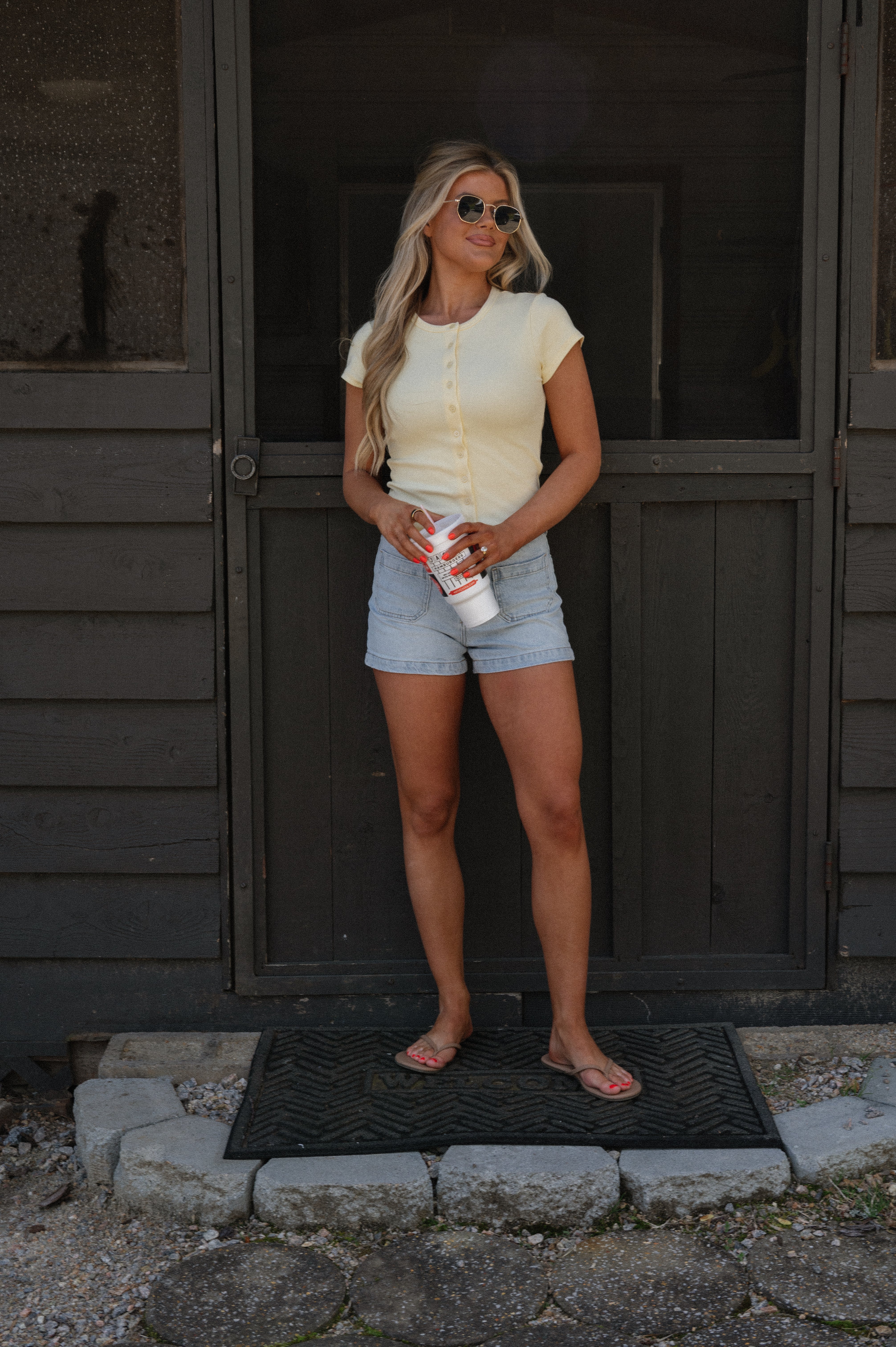 Madeline Ribbed Top-Light Yellow