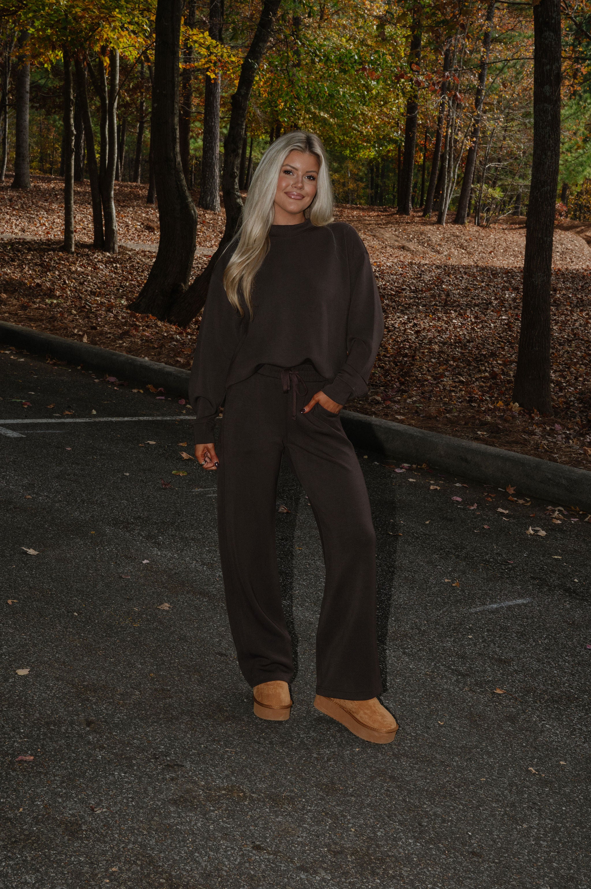 Nelson Scuba Pants Set-Espresso