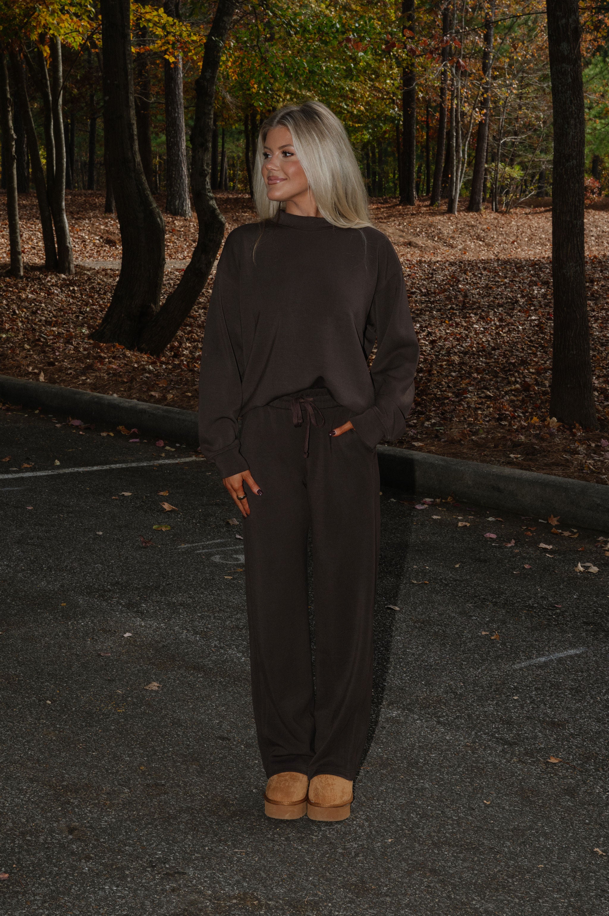 Nelson Scuba Pants Set-Espresso