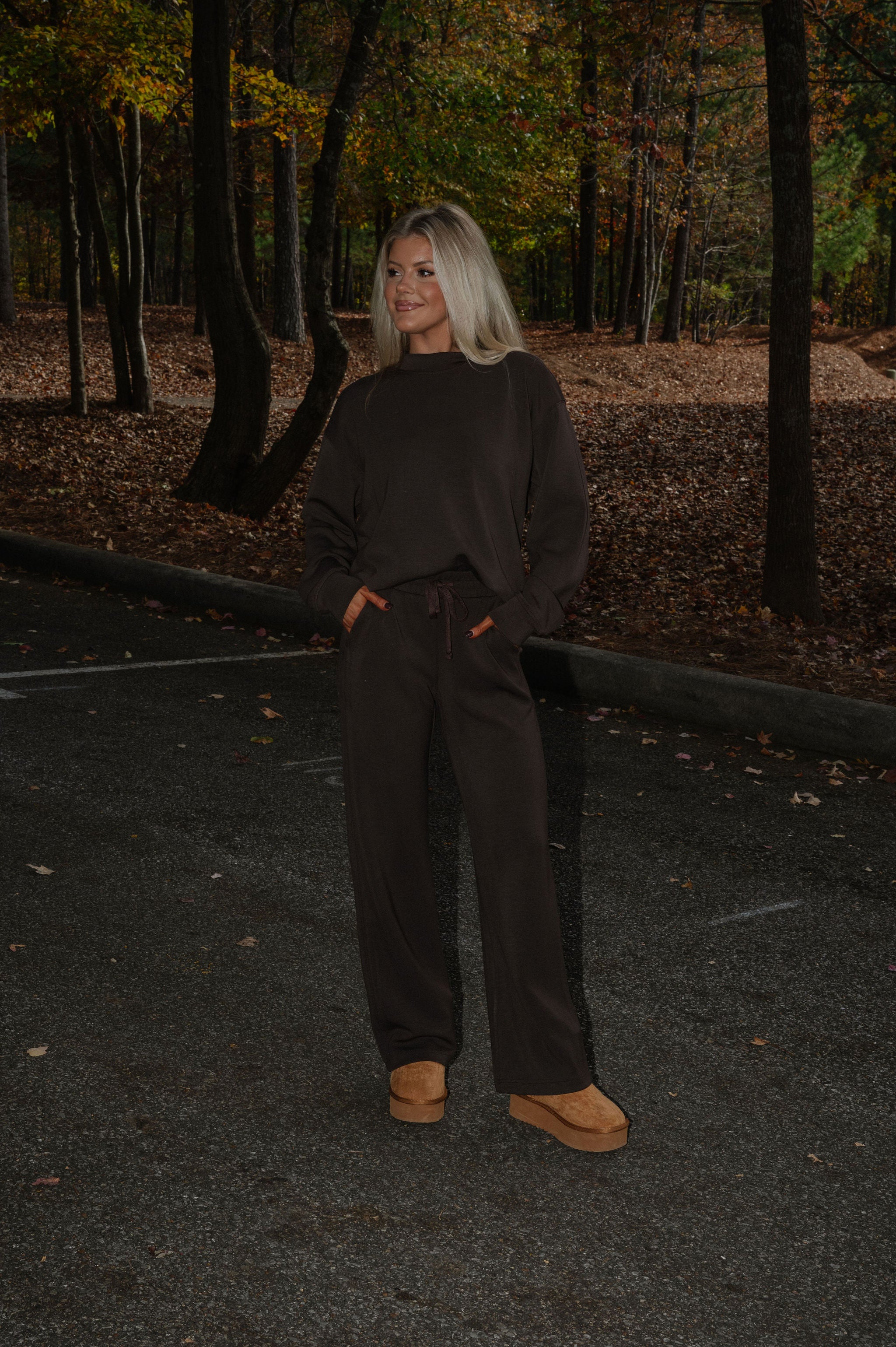 Nelson Scuba Pants Set-Espresso