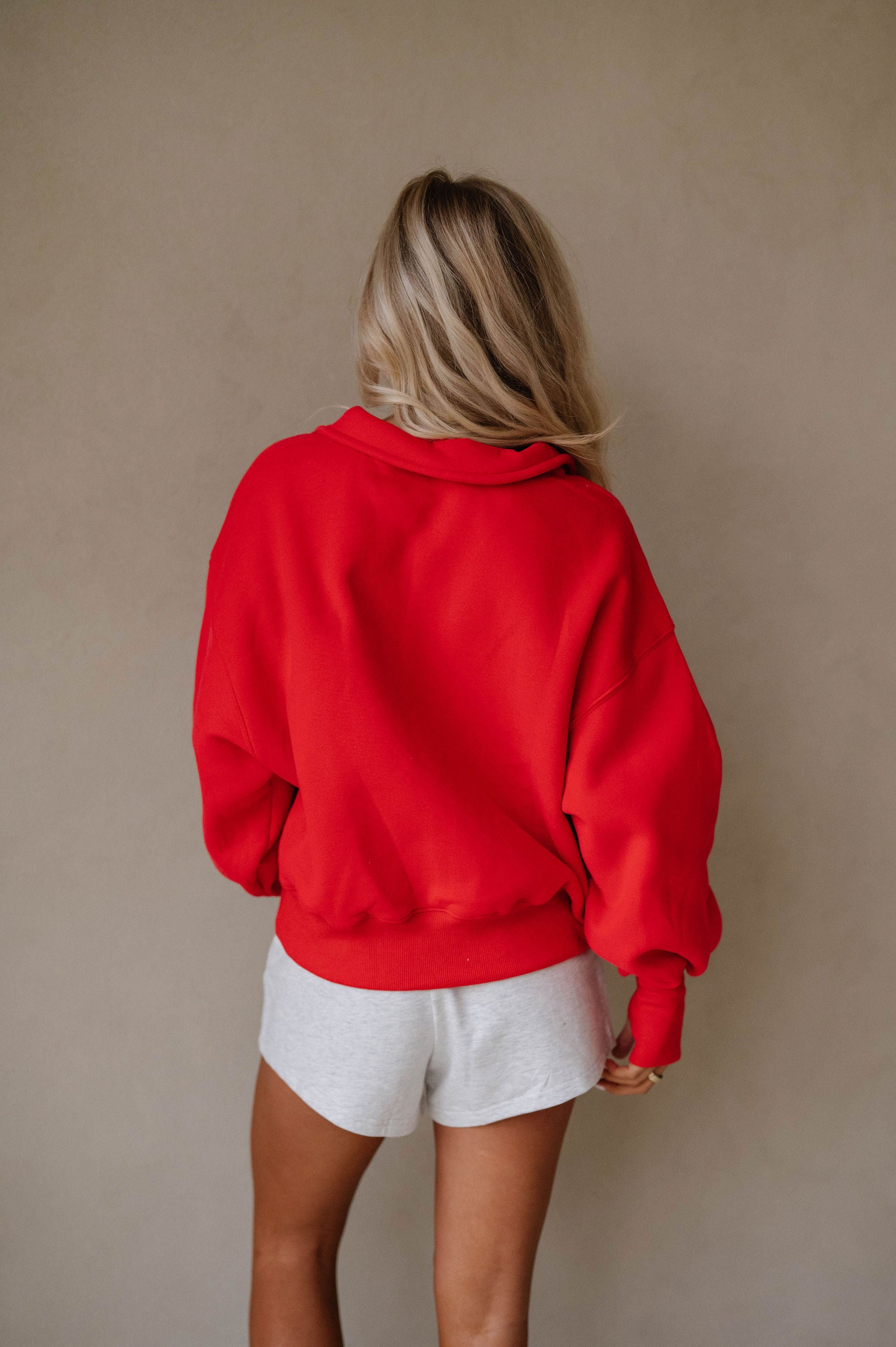 Gibbons Mock Neck Pullover-Red