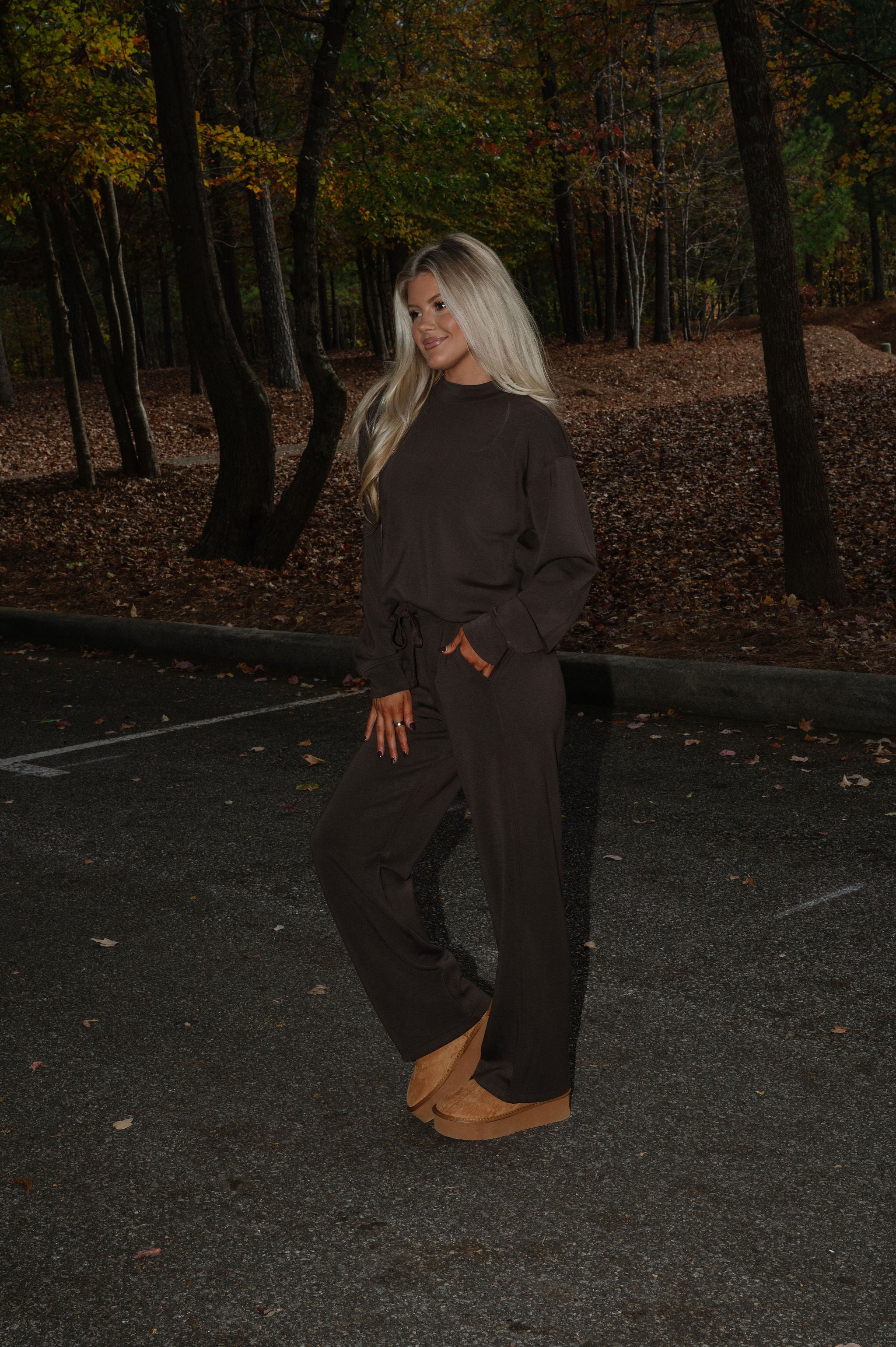 Nelson Scuba Pants Set-Espresso