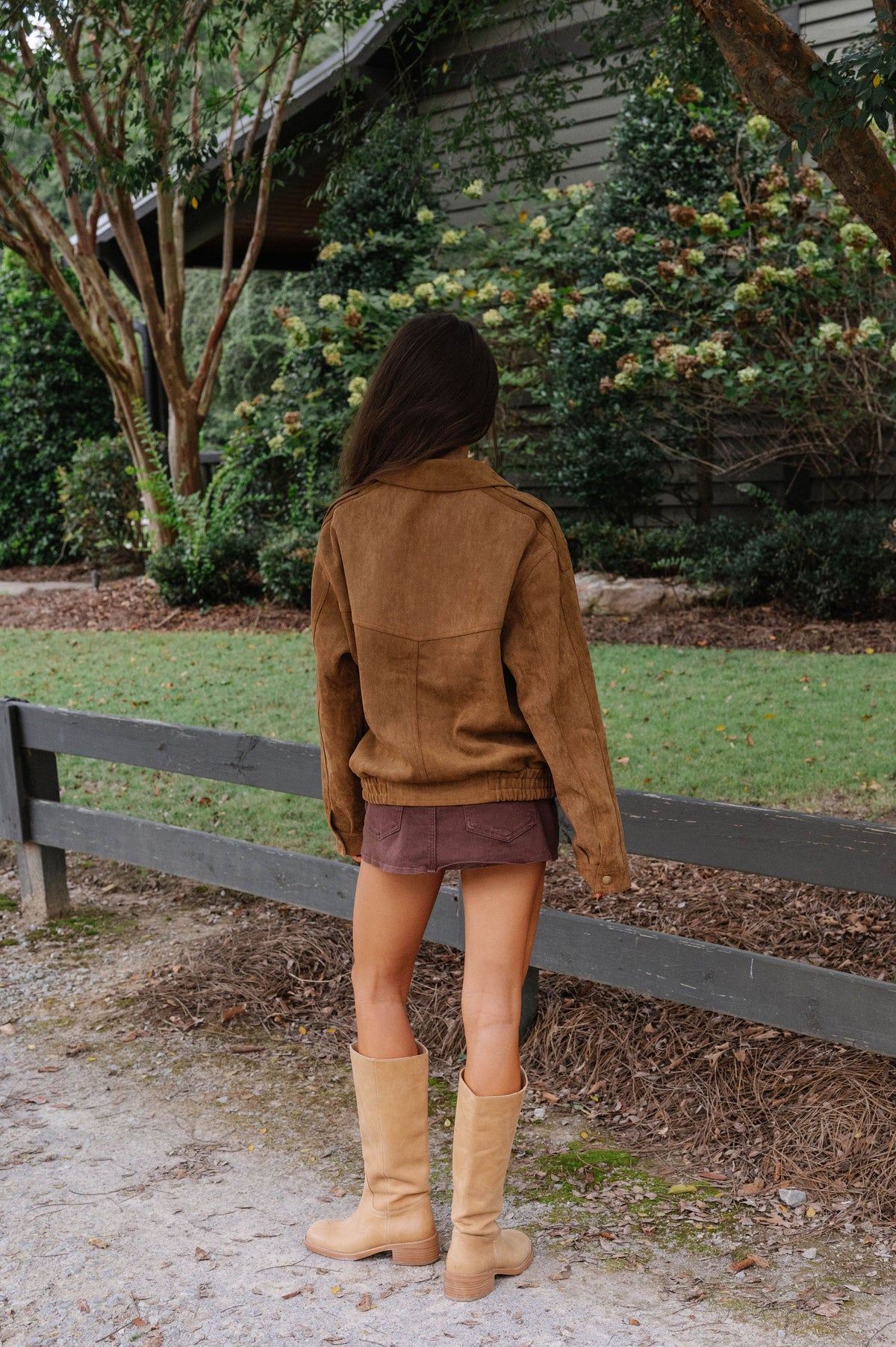 Mia Oversized Faux Suede Jacket-Camel
