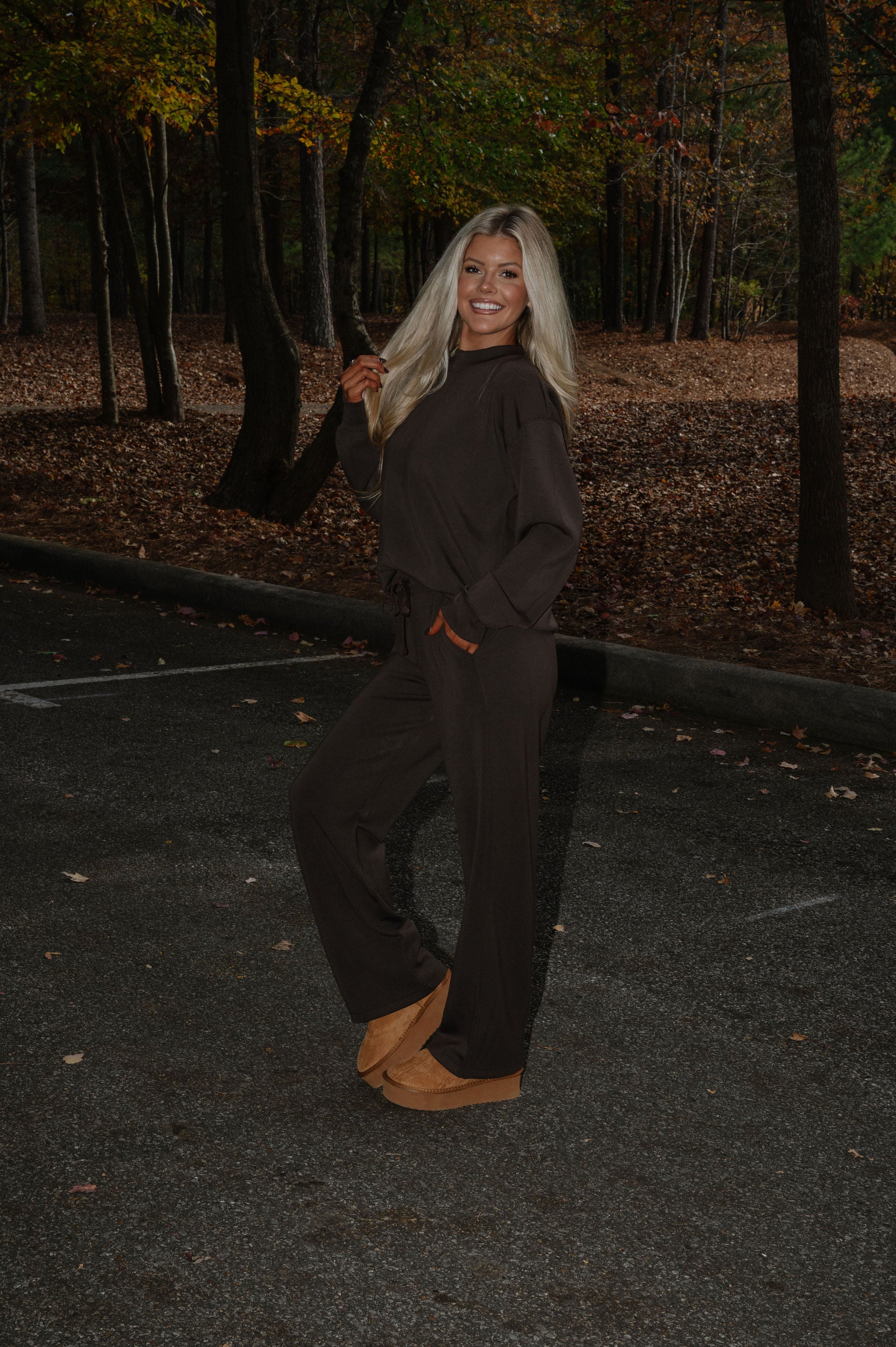 Nelson Scuba Pants Set-Espresso