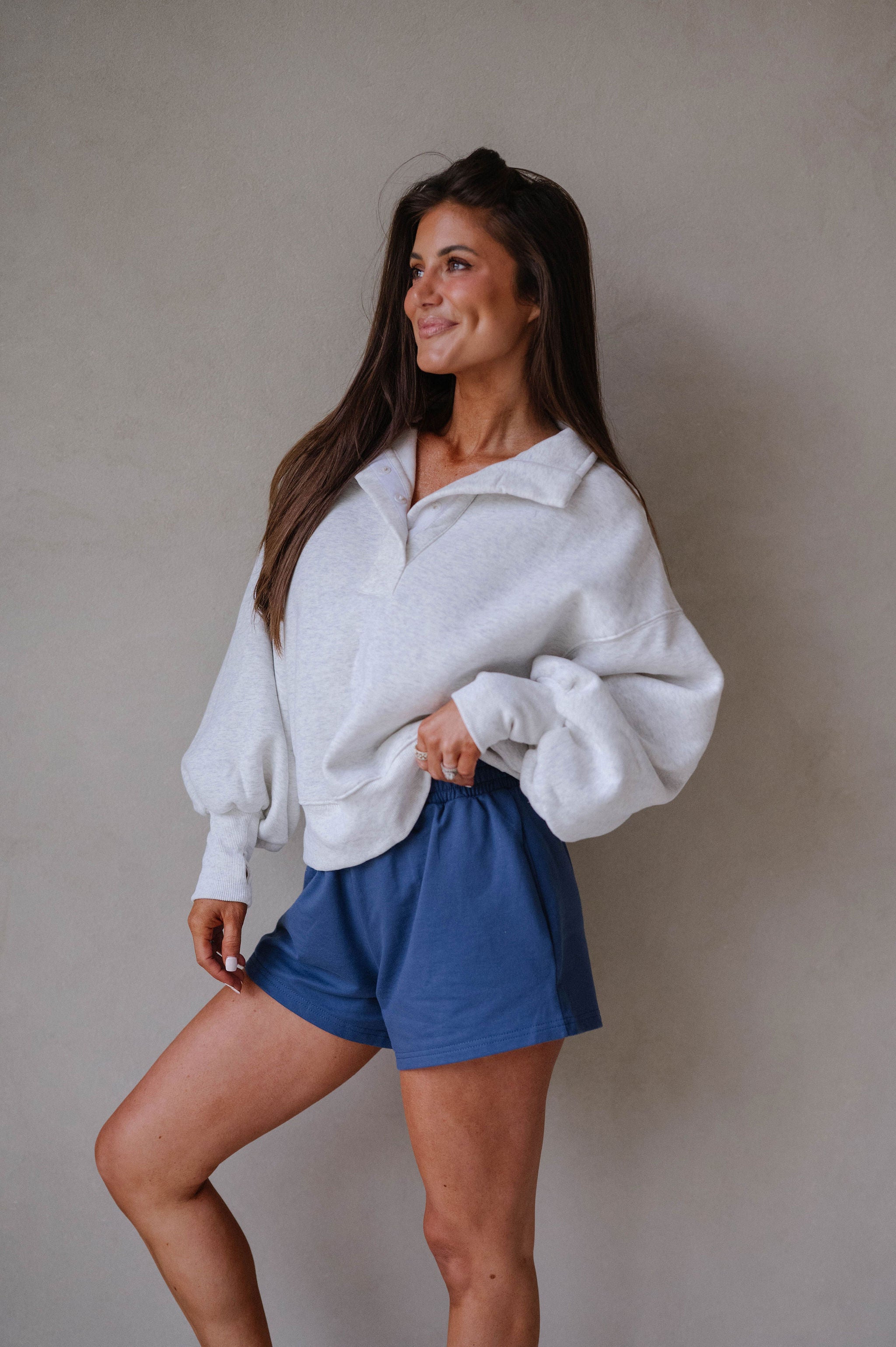 Gibbons Mock Neck Pullover-White Melange