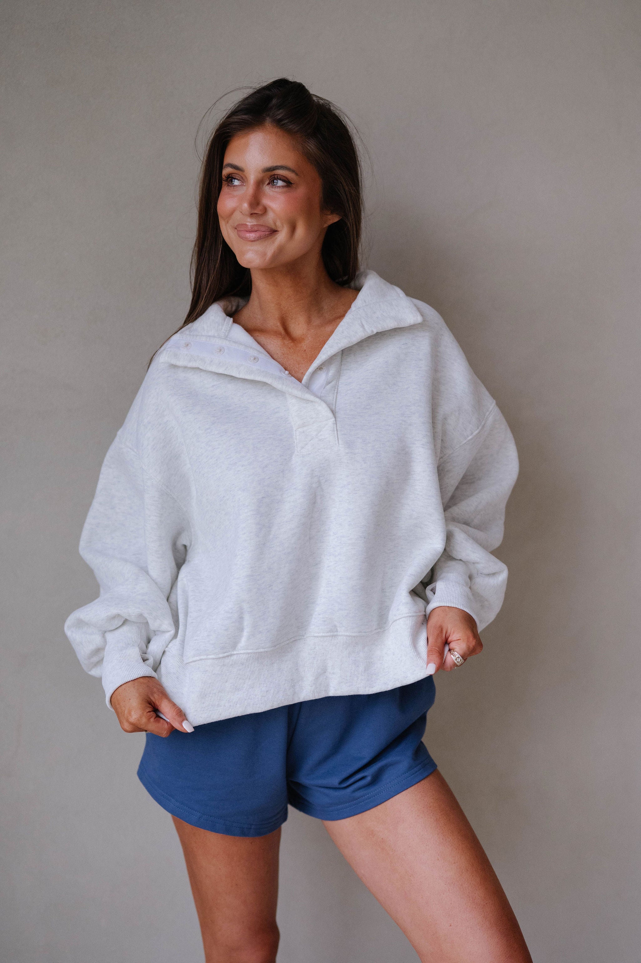 Gibbons Mock Neck Pullover-White Melange