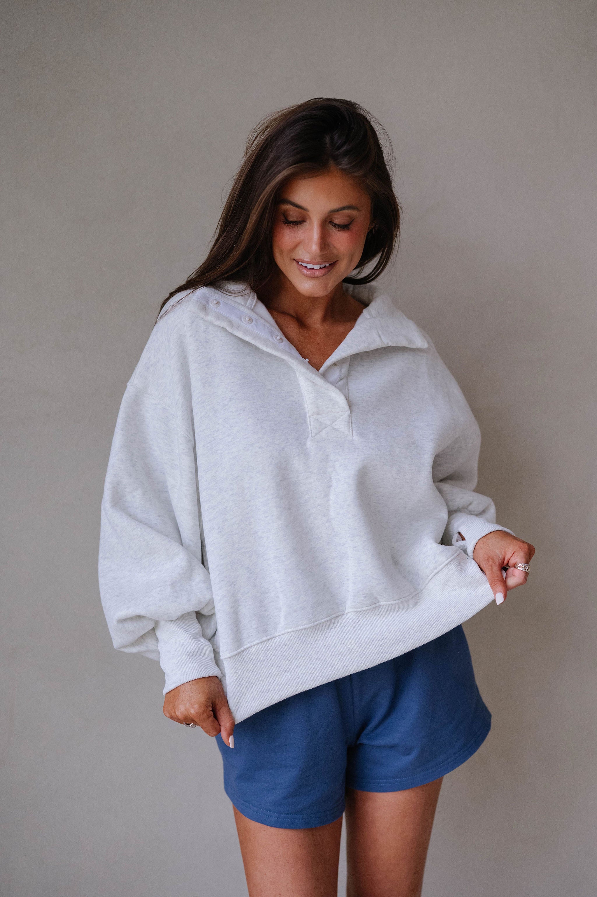 Gibbons Mock Neck Pullover-White Melange