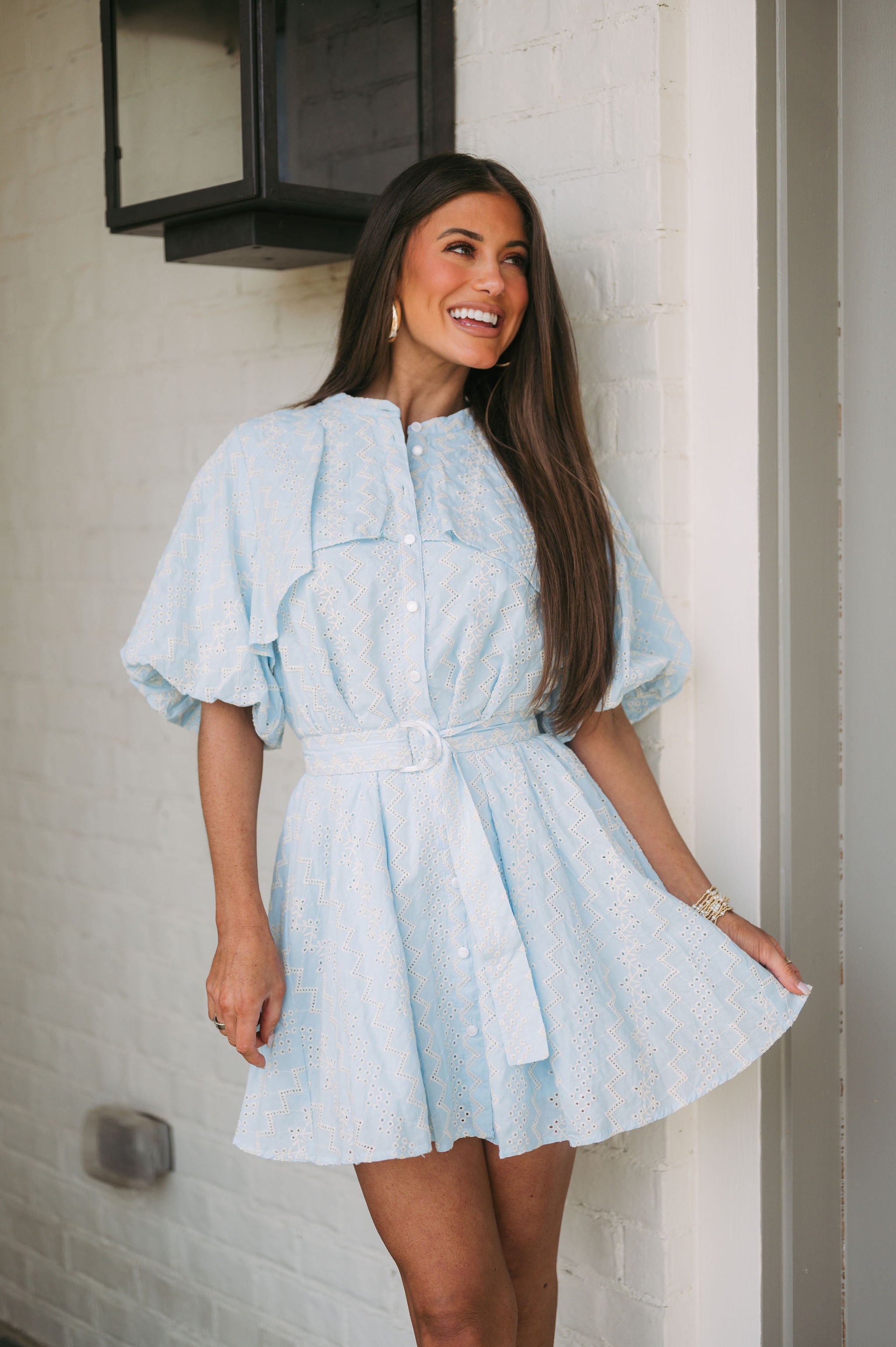 Baby blue eyelet store dress