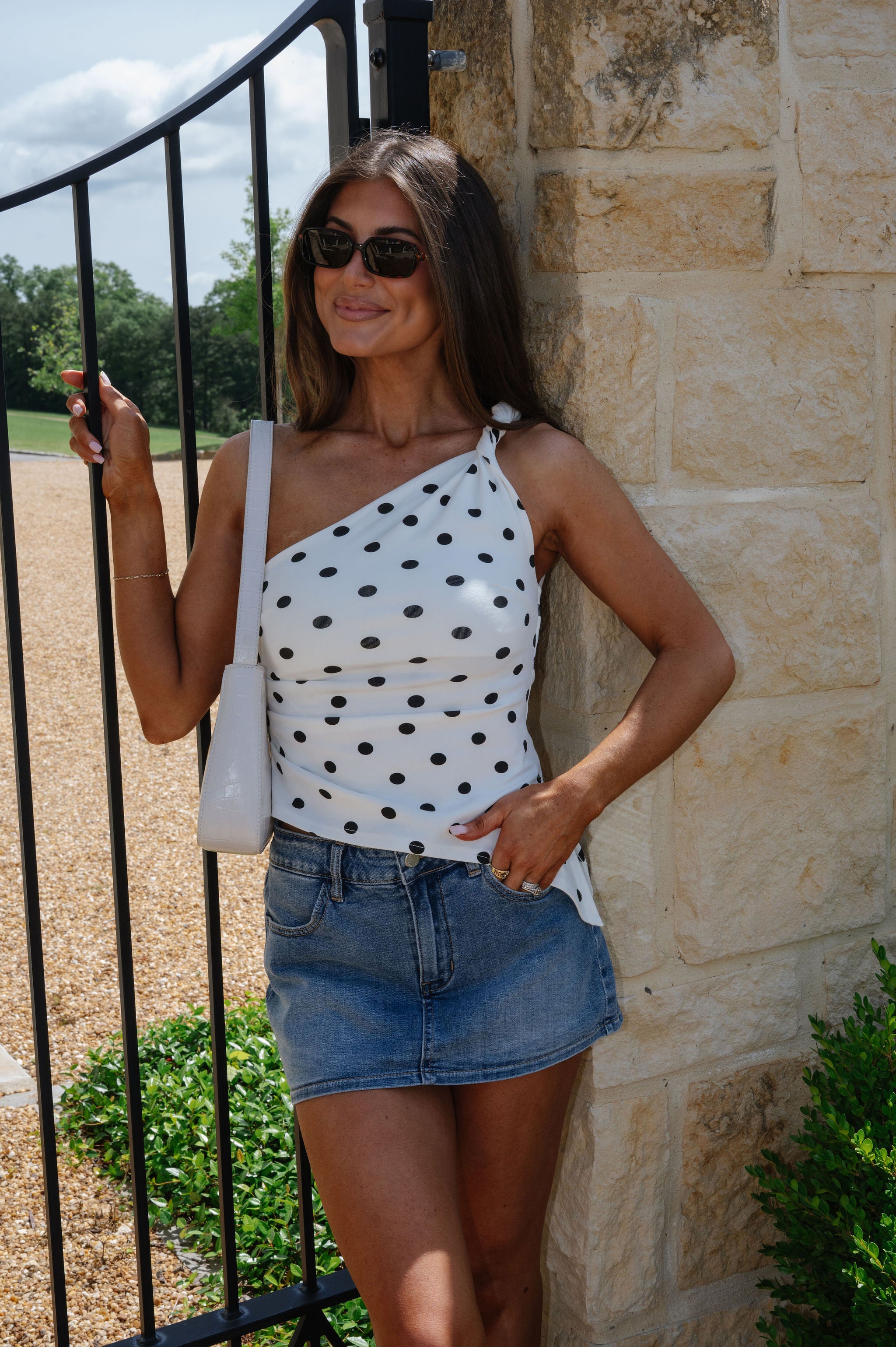 Townley Polka Dot Top-Ivory/Black