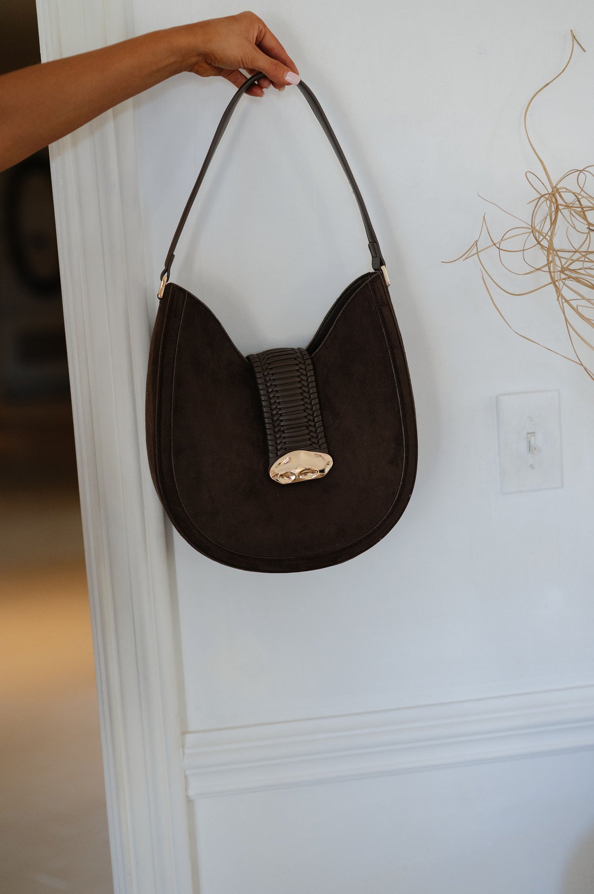Wren Suede Shoulder Bag-Coffee