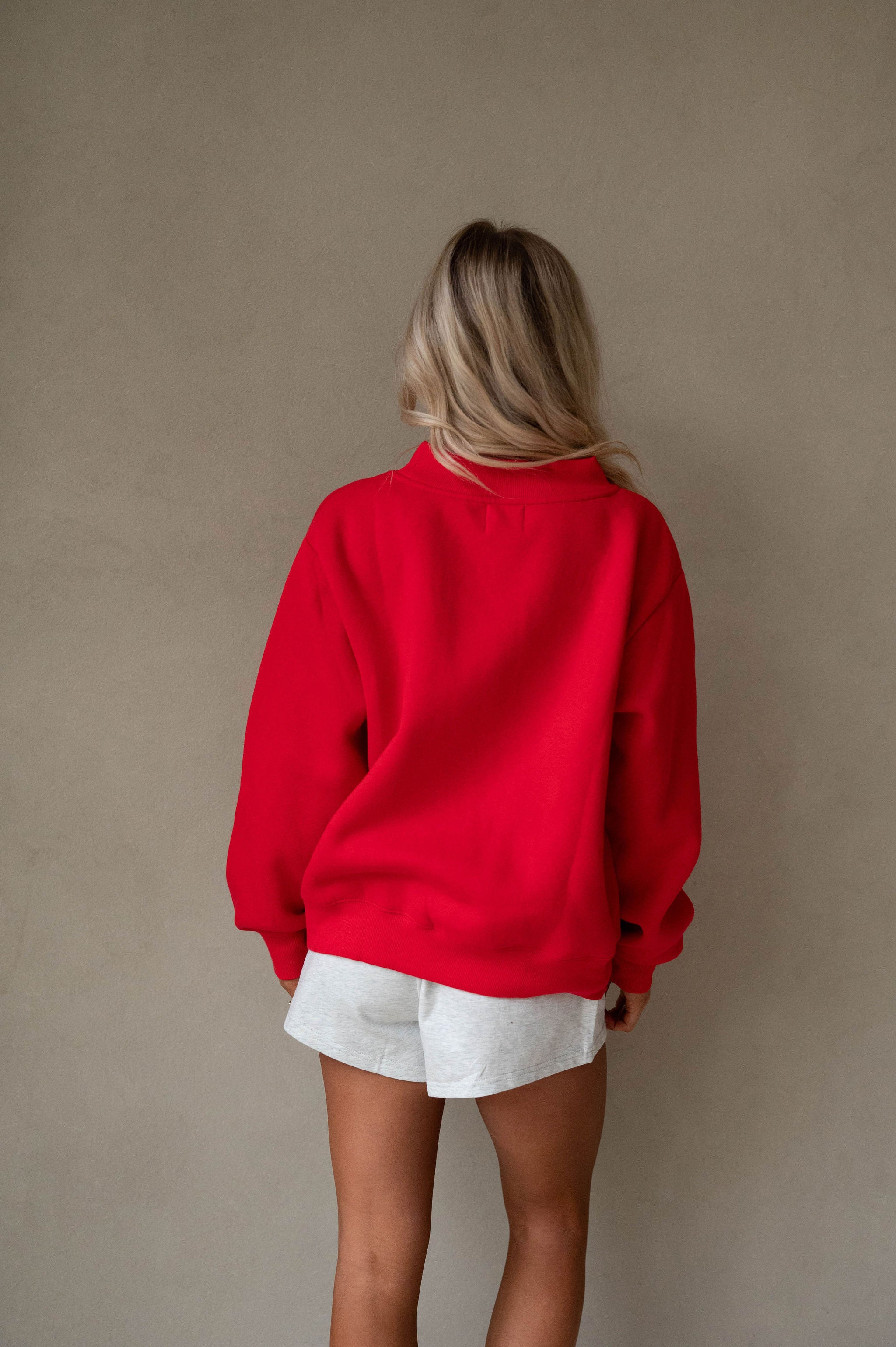 Millie Mock Neck Sweatshirt-Red
