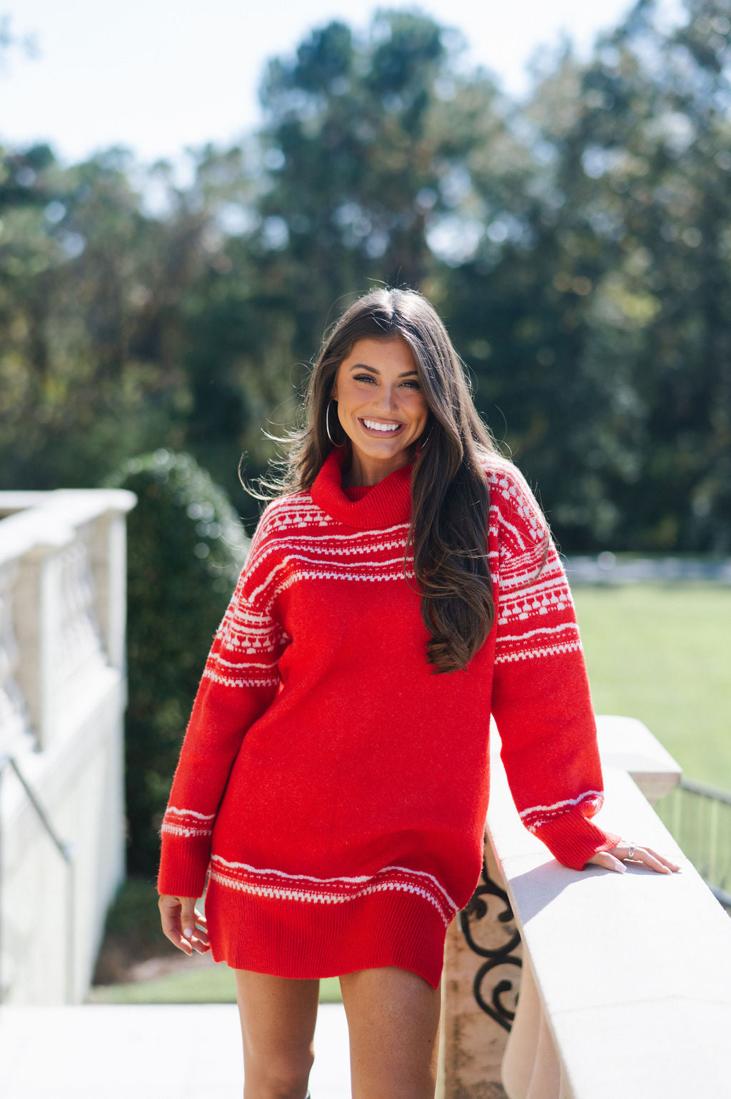 Peter Sweater Dress-Red/Ivory