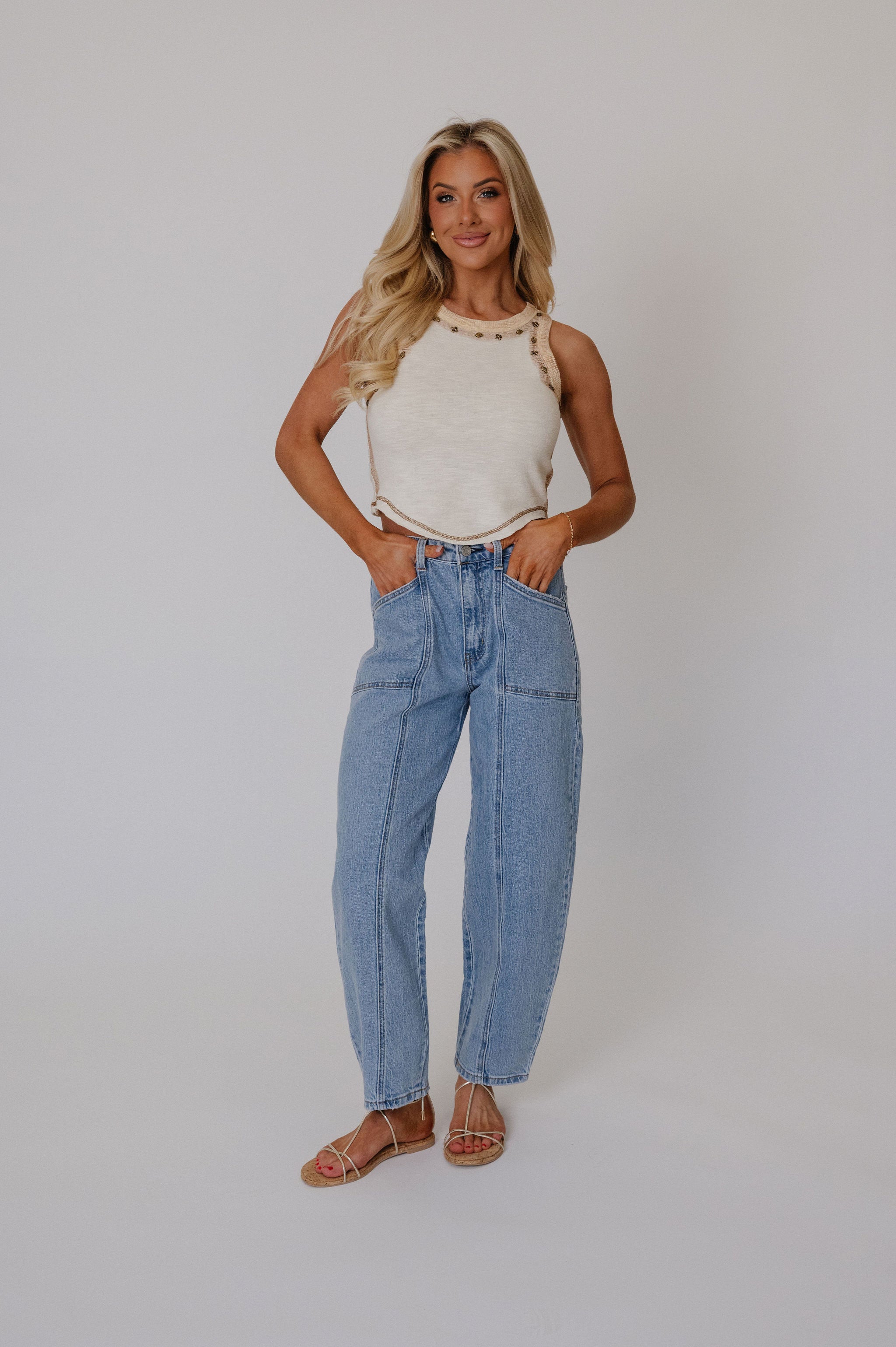 Arabella Sleeveless Knit Top-Cream