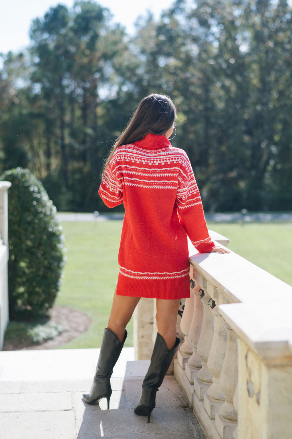 Peter Sweater Dress-Red/Ivory