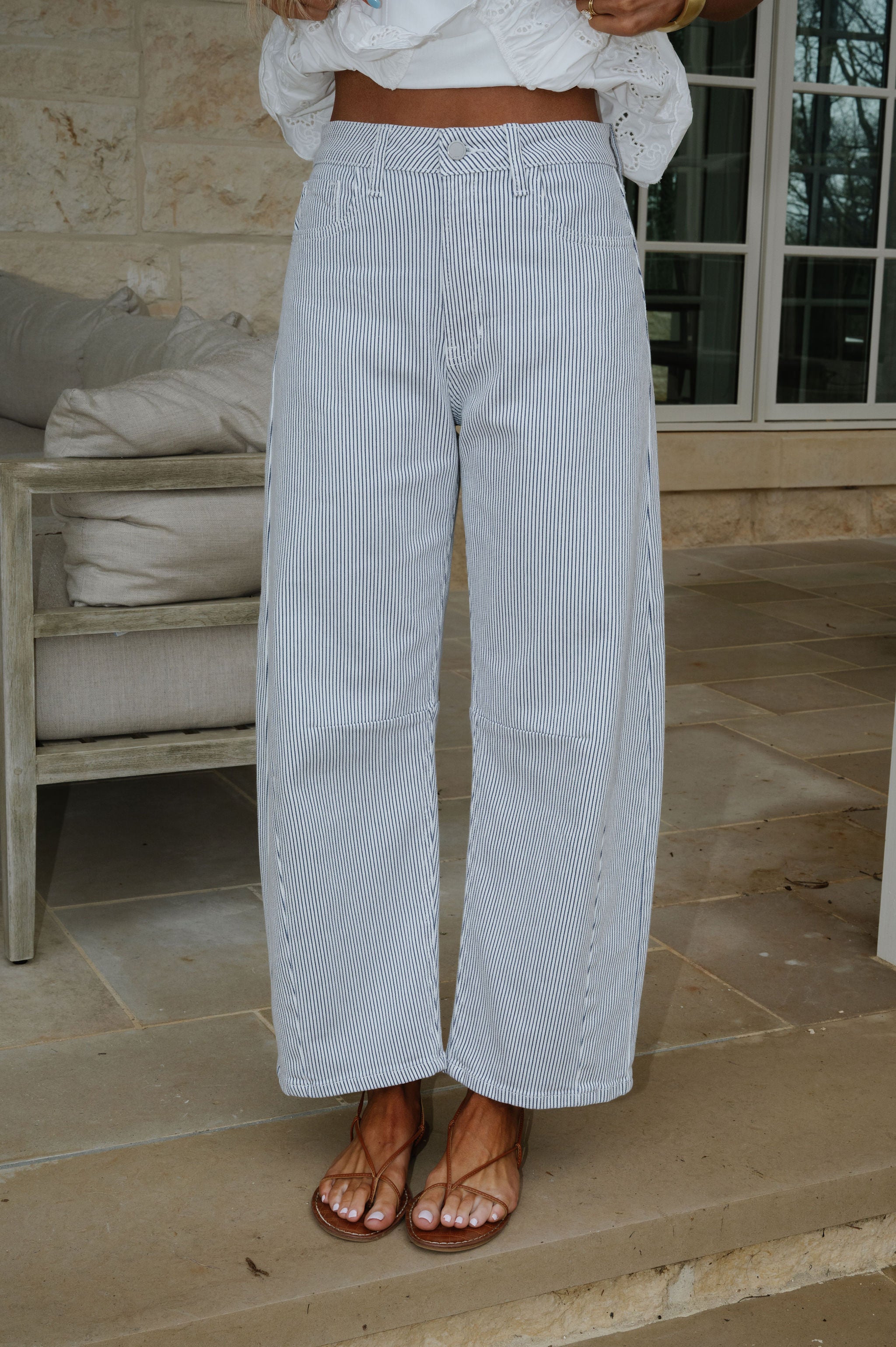 Loren Barrel Pants-Stripe