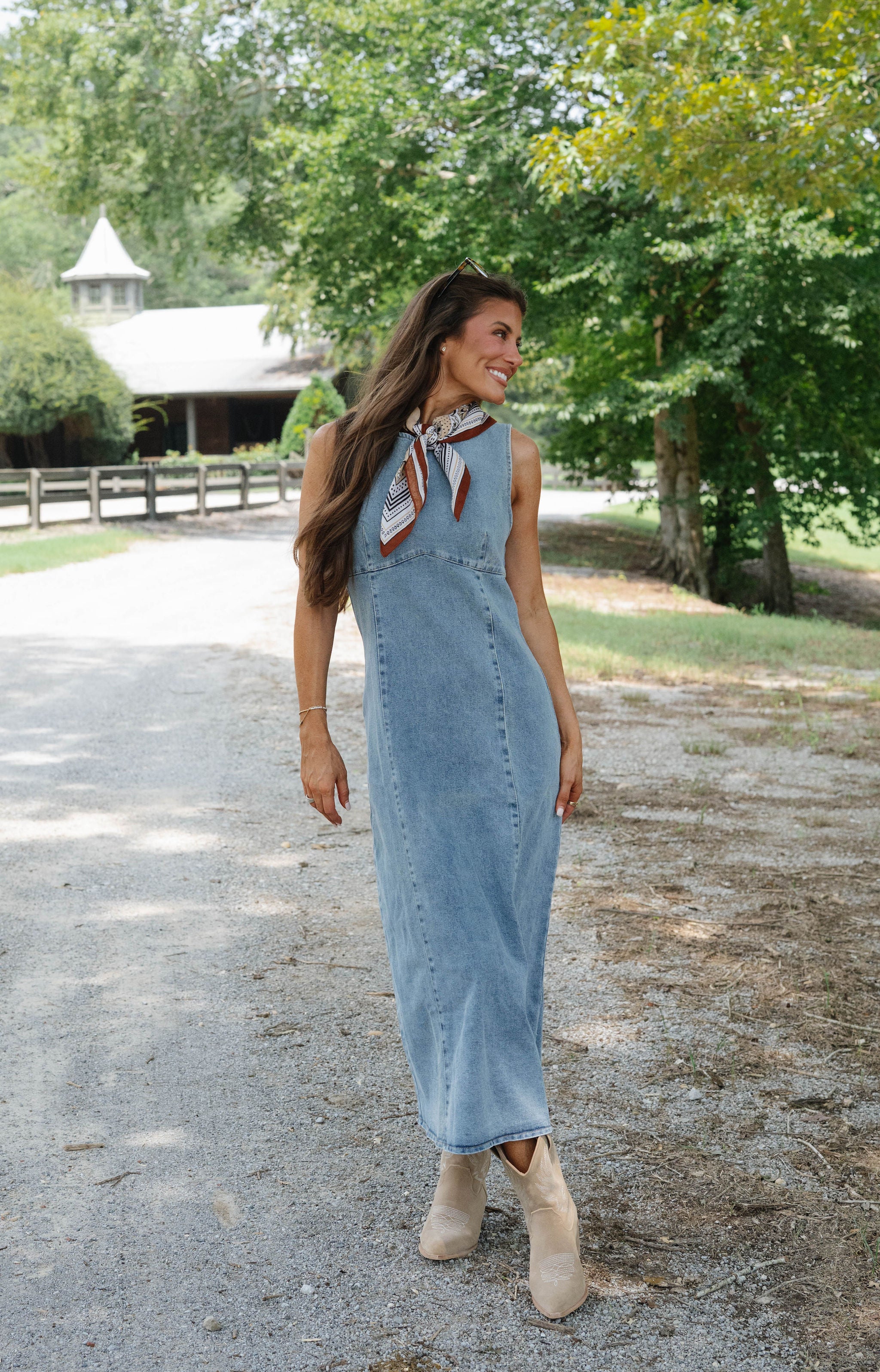Gisela Denim Midi Dress-Light Wash