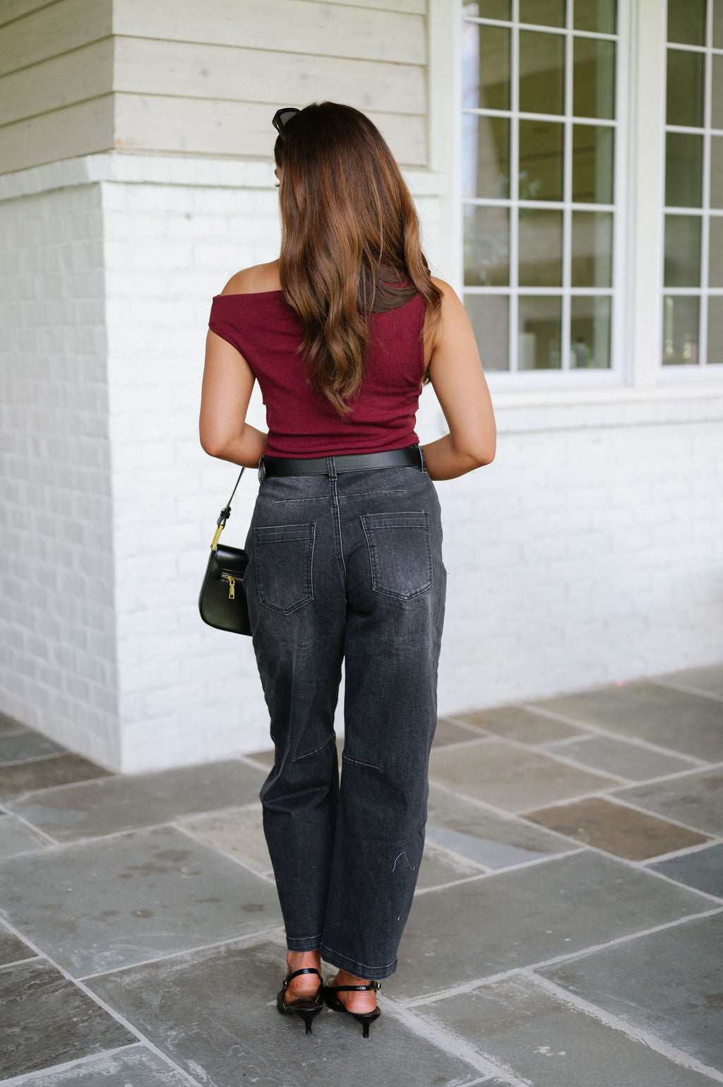 Asymmetrical Sweater Top-Burgundy