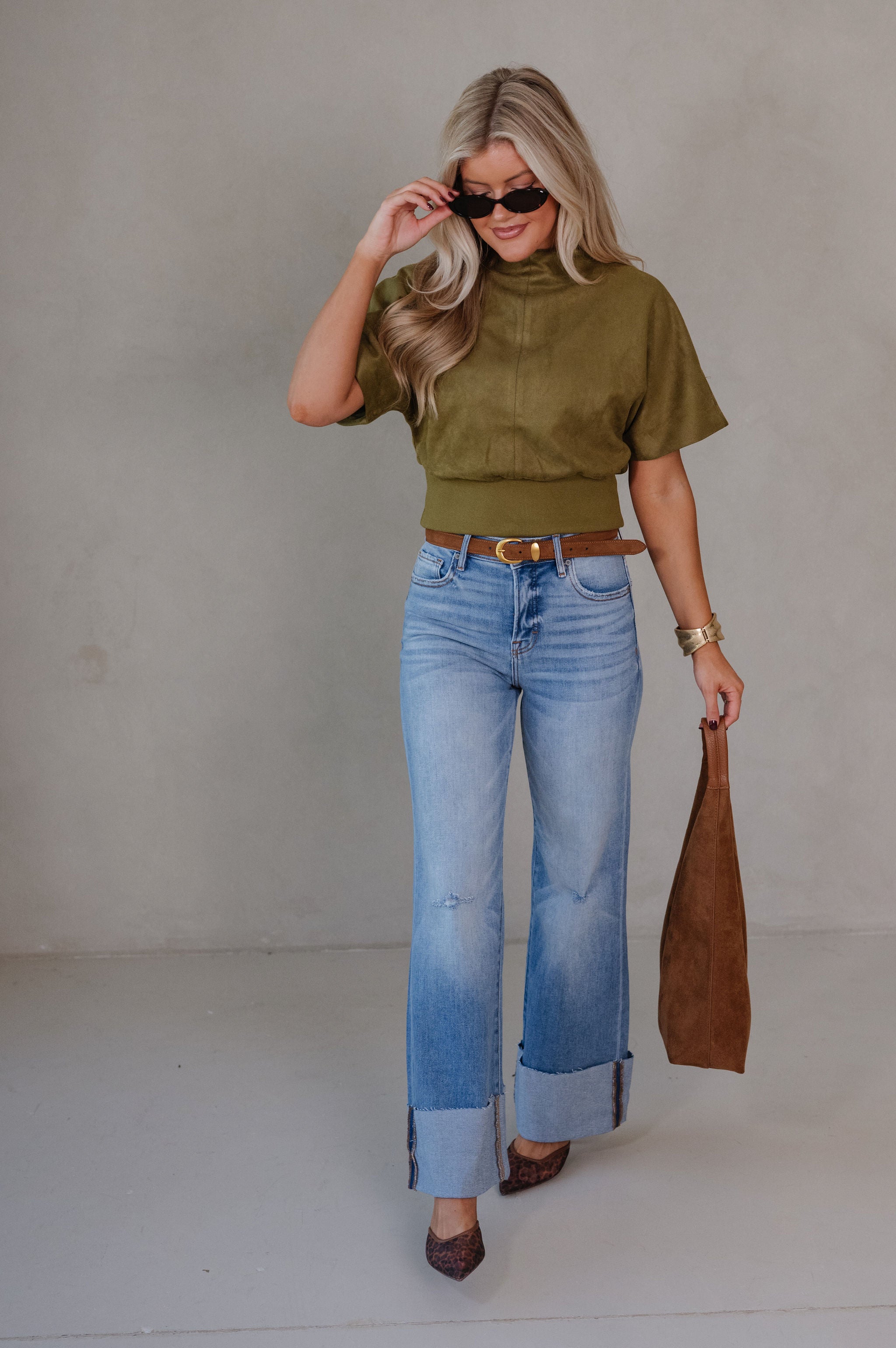 High Rise Cuffed Flare Jean-Medium