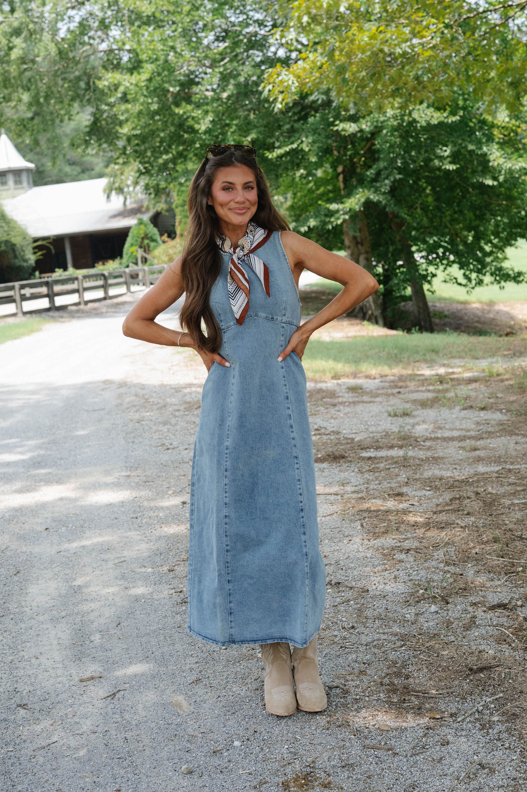 Gisela Denim Midi Dress-Light Wash