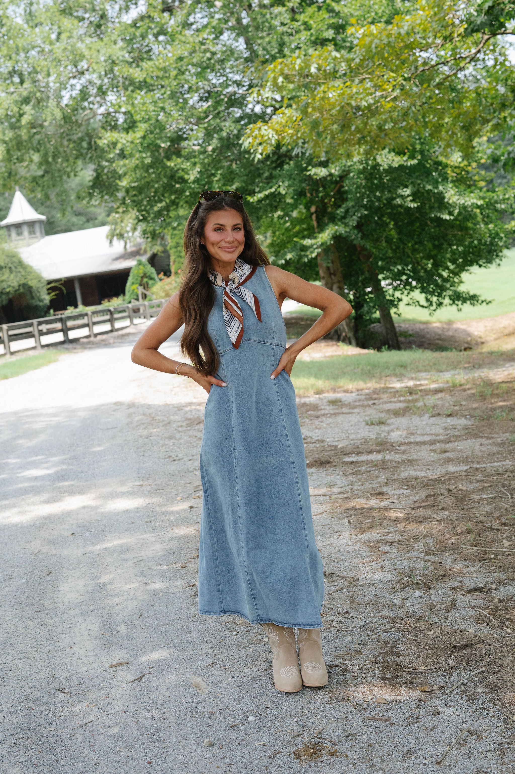 Gisela Denim Midi Dress-Light Wash
