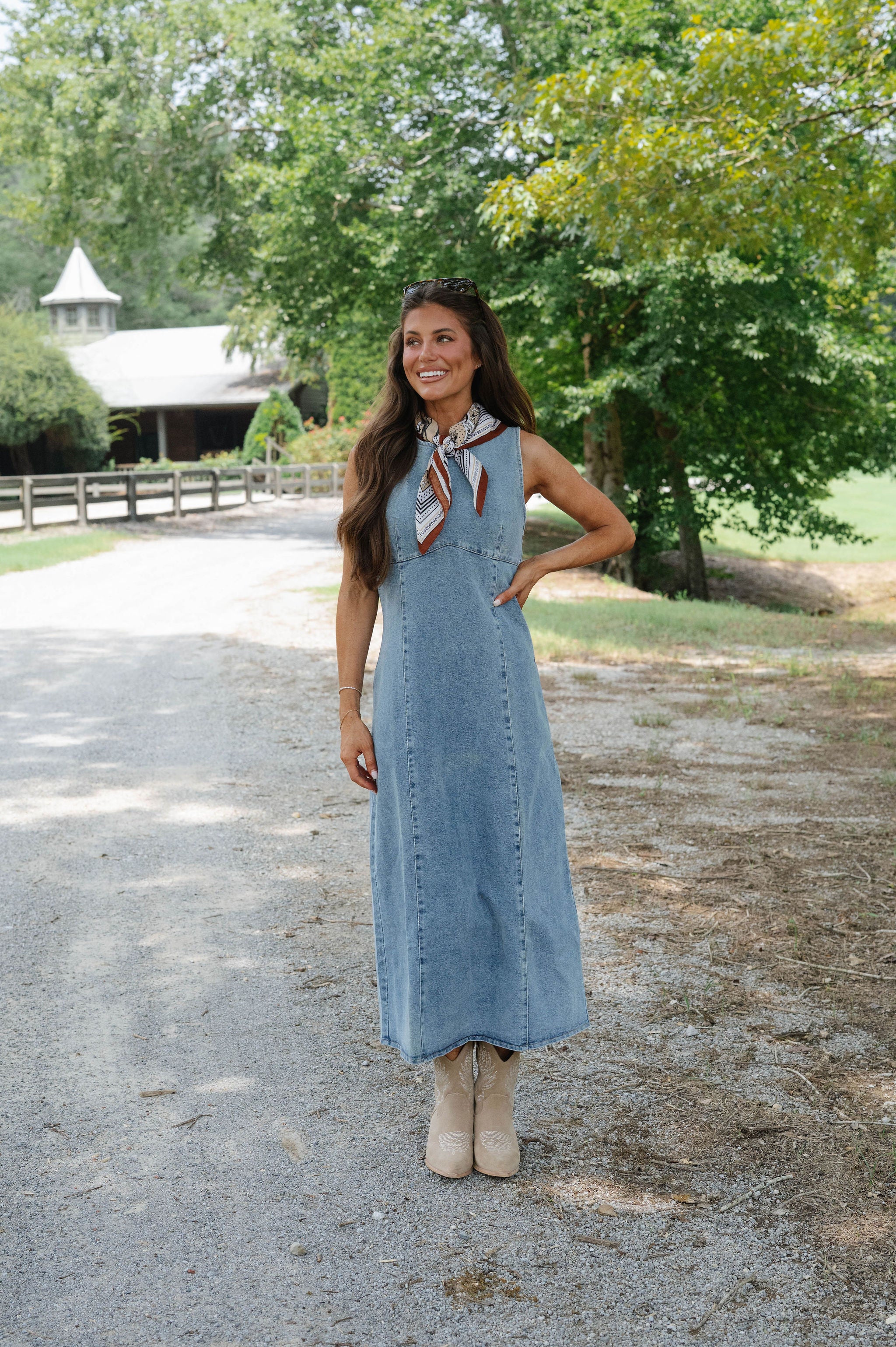 Gisela Denim Midi Dress-Light Wash