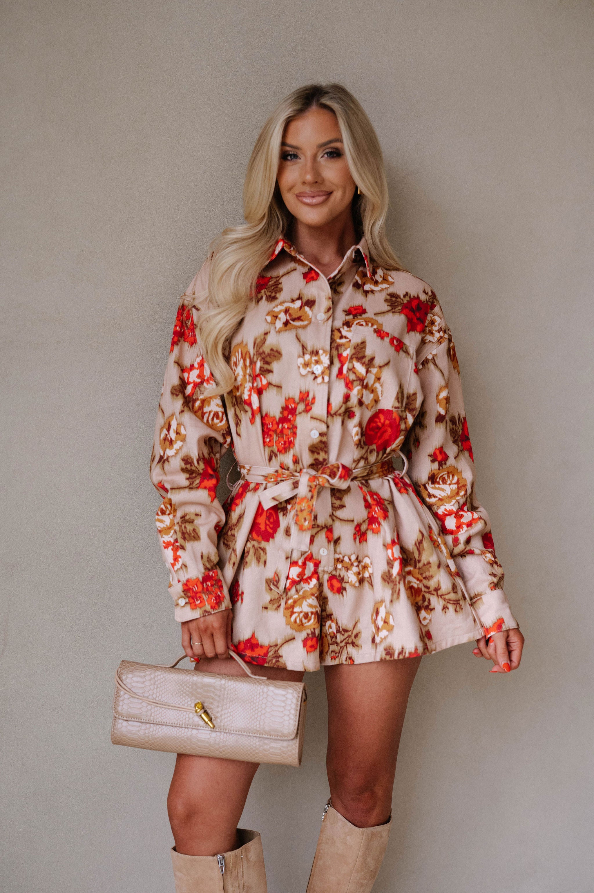 Kenny Romper-Taupe/Red
