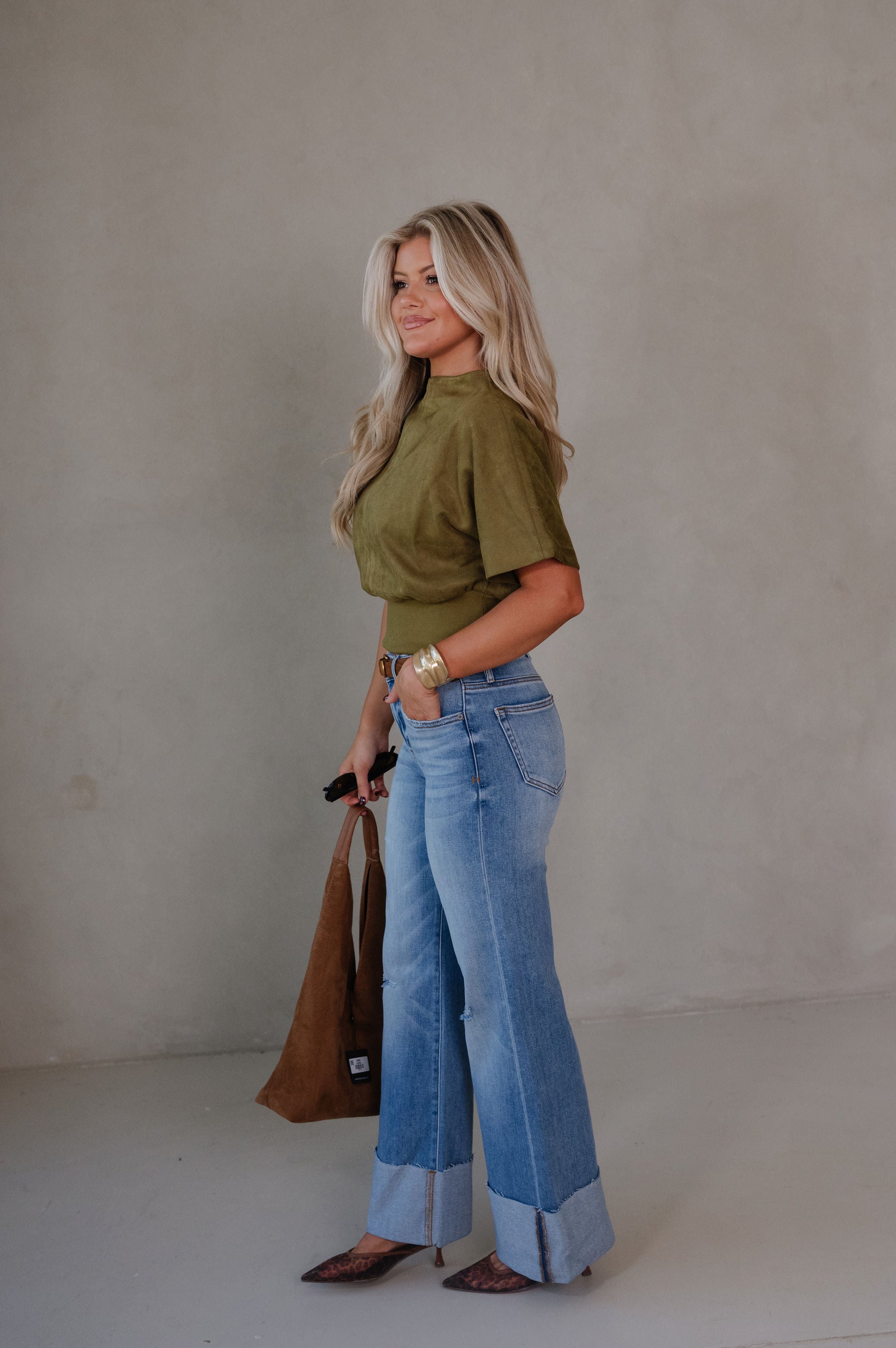 High Rise Cuffed Flare Jean-Medium