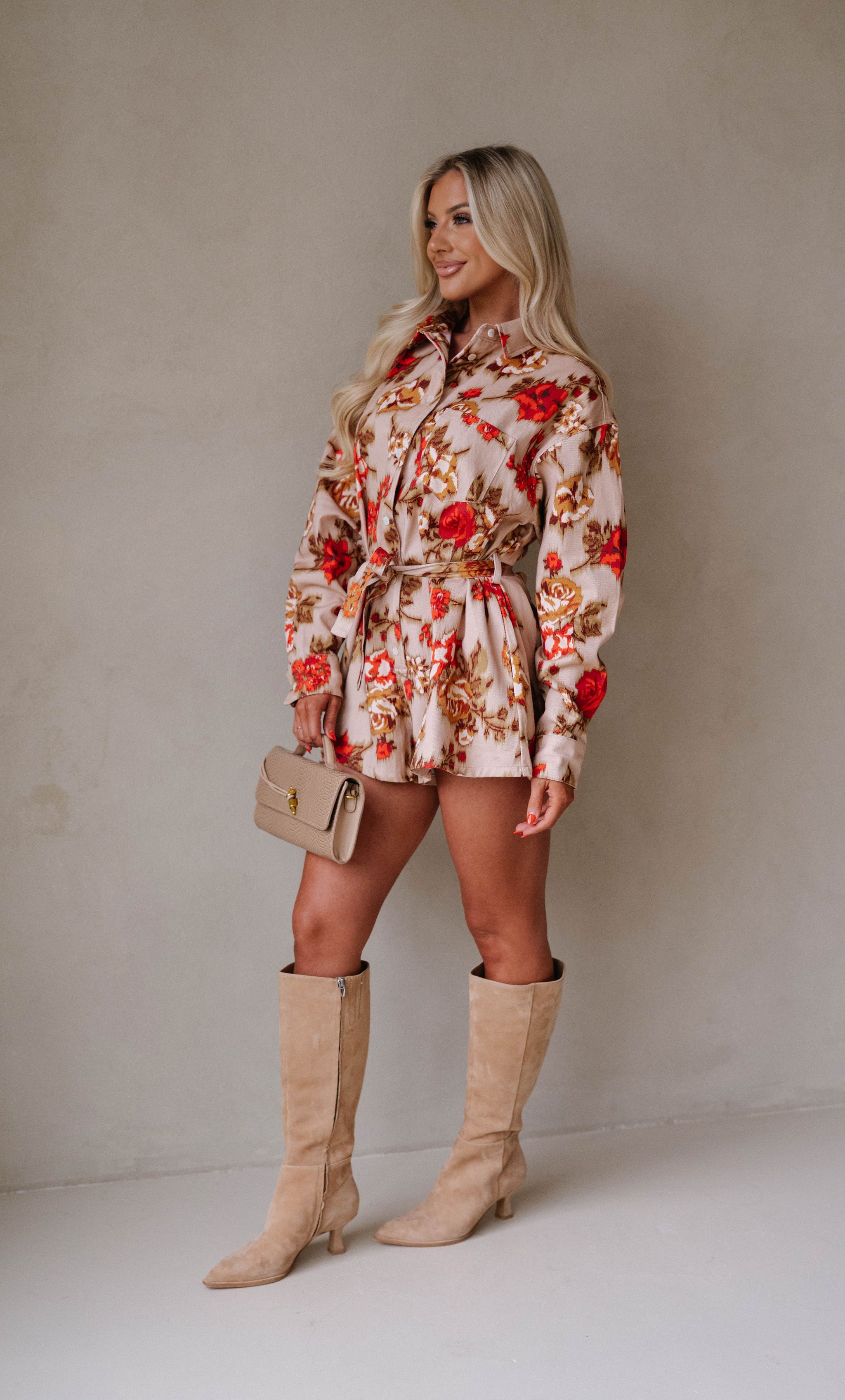 Kenny Romper-Taupe/Red