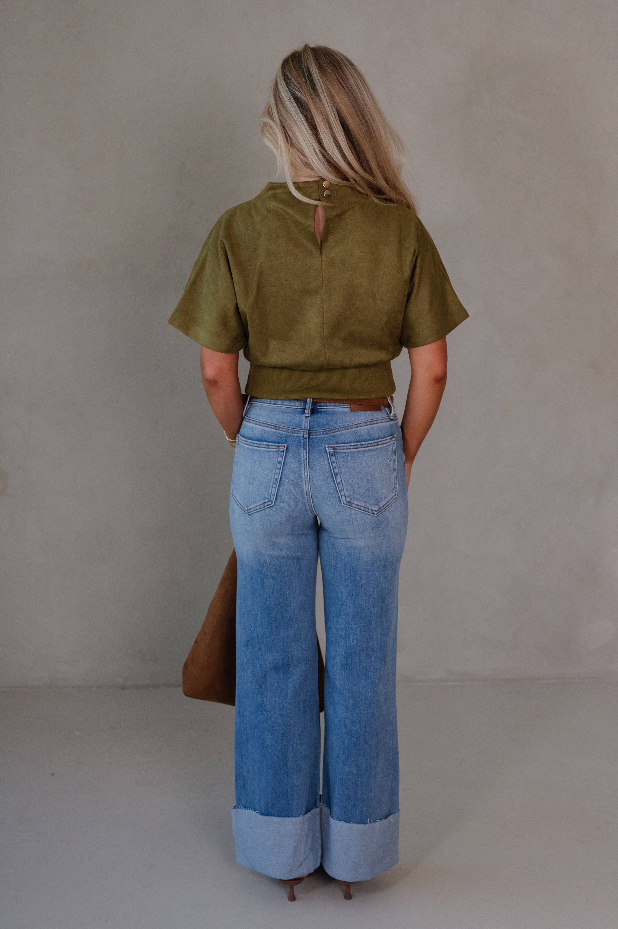 High Rise Cuffed Flare Jean-Medium