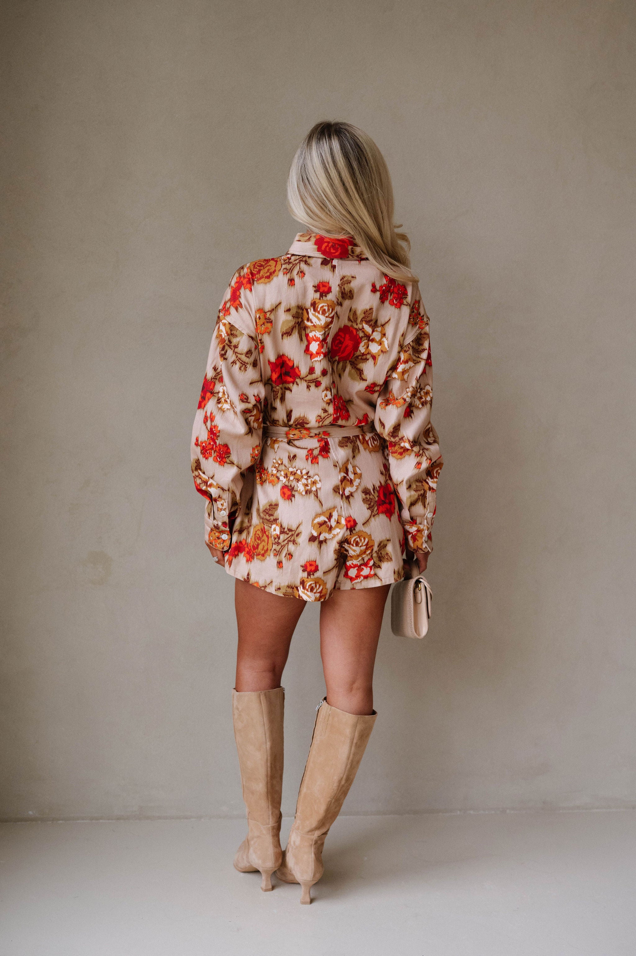 Kenny Romper-Taupe/Red
