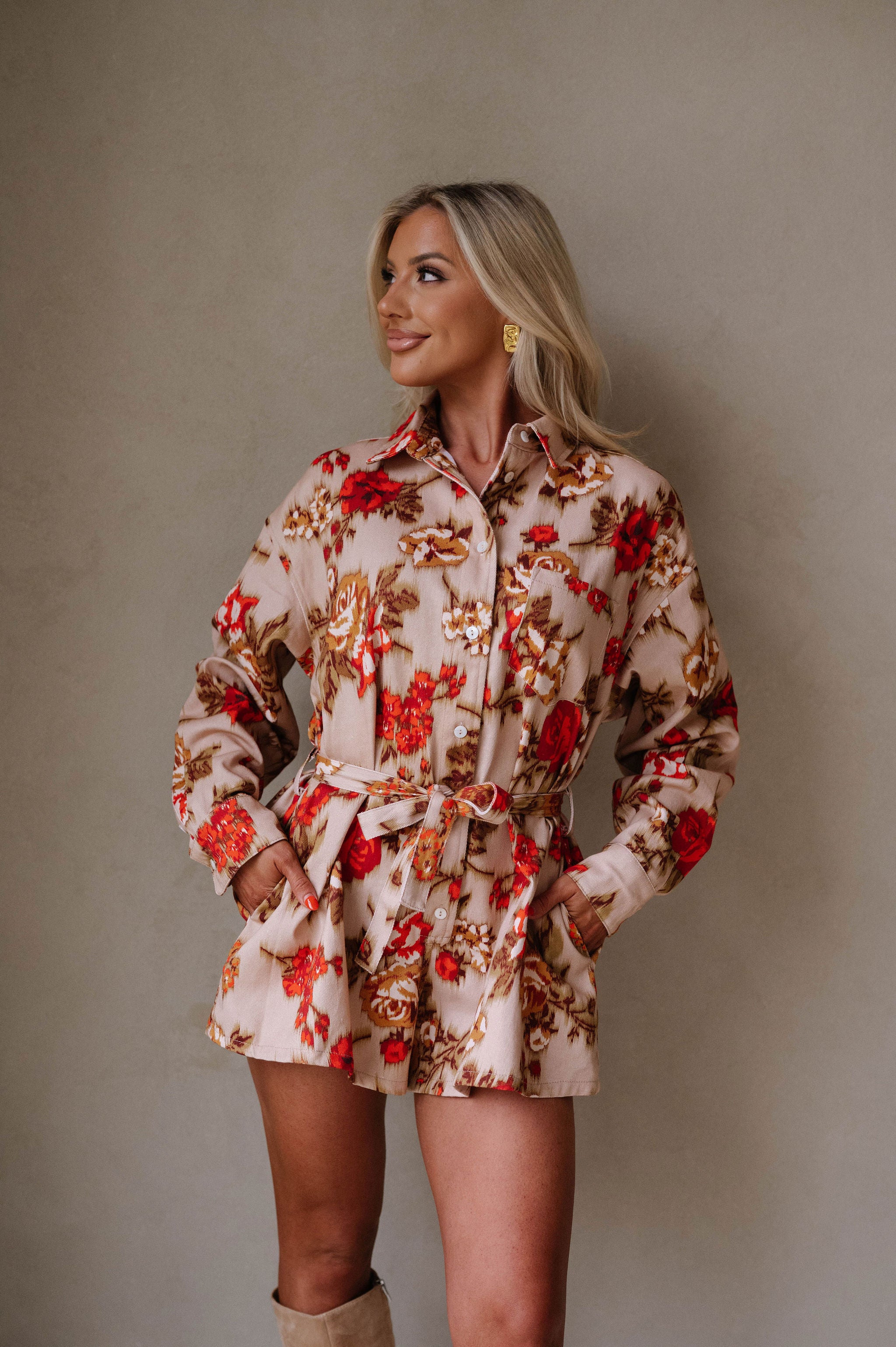 Kenny Romper-Taupe/Red