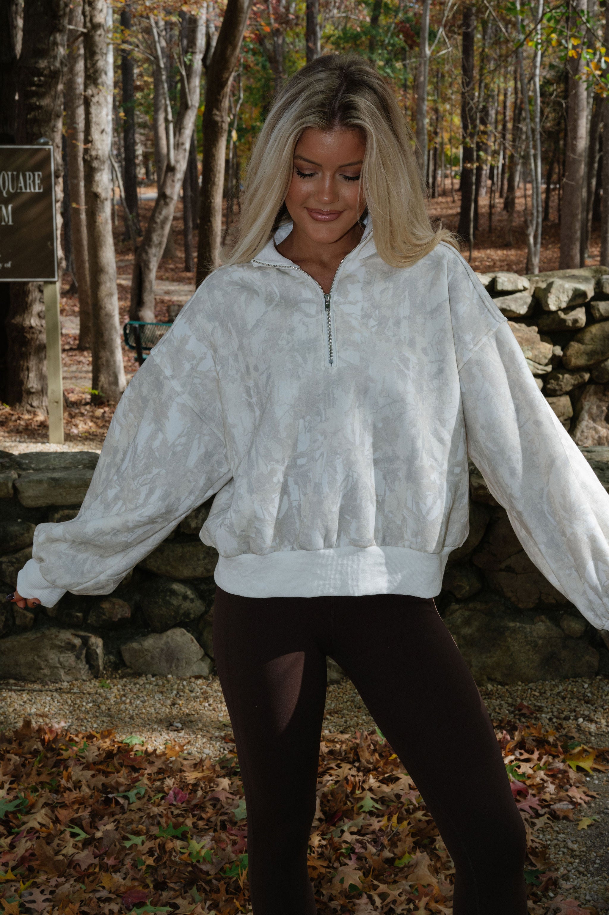 Camo Collared Half Zip Pullover