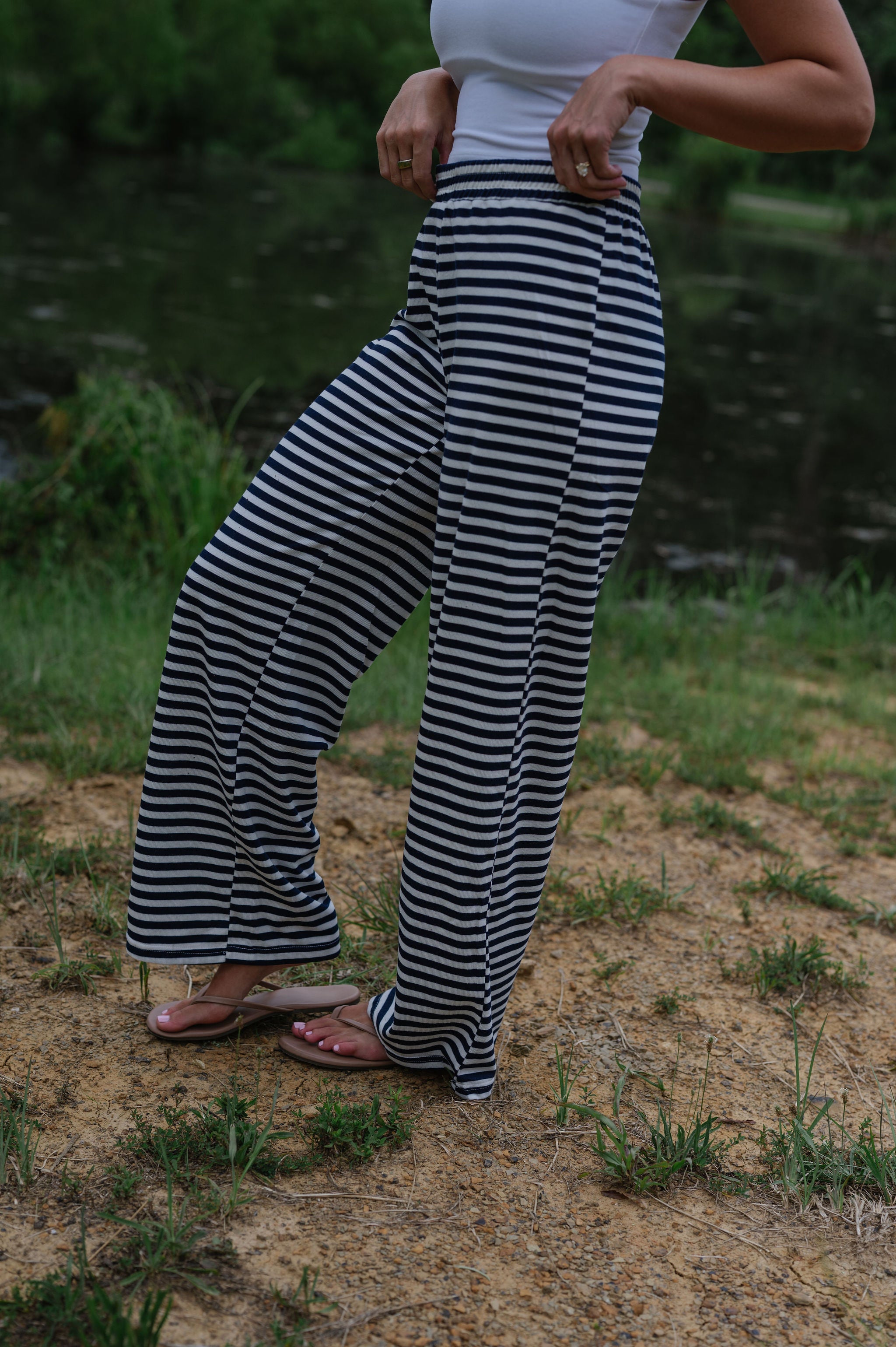 Bennett Striped Pants- Navy