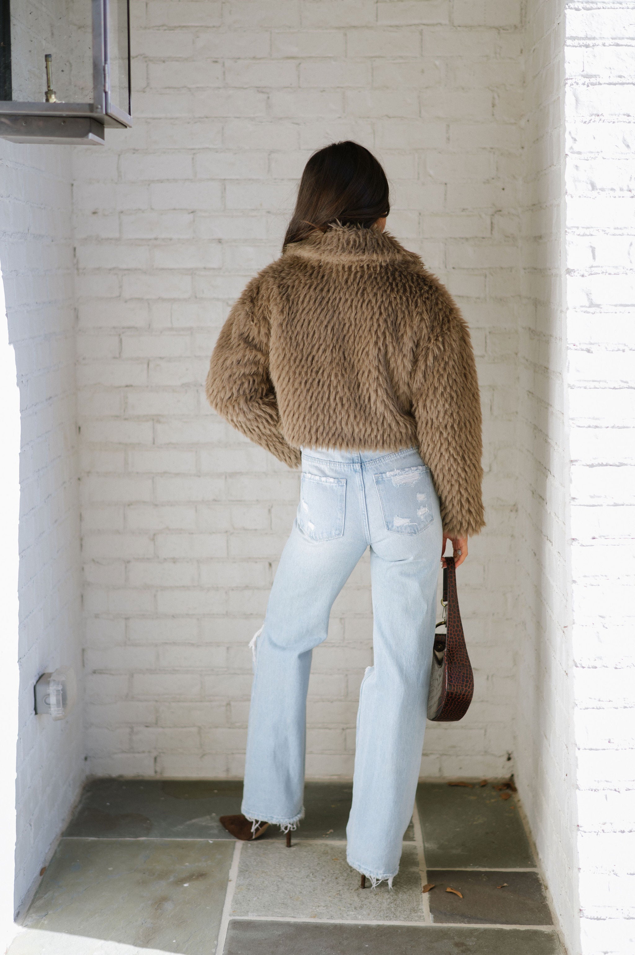 Cami Cropped Jacket-Brown