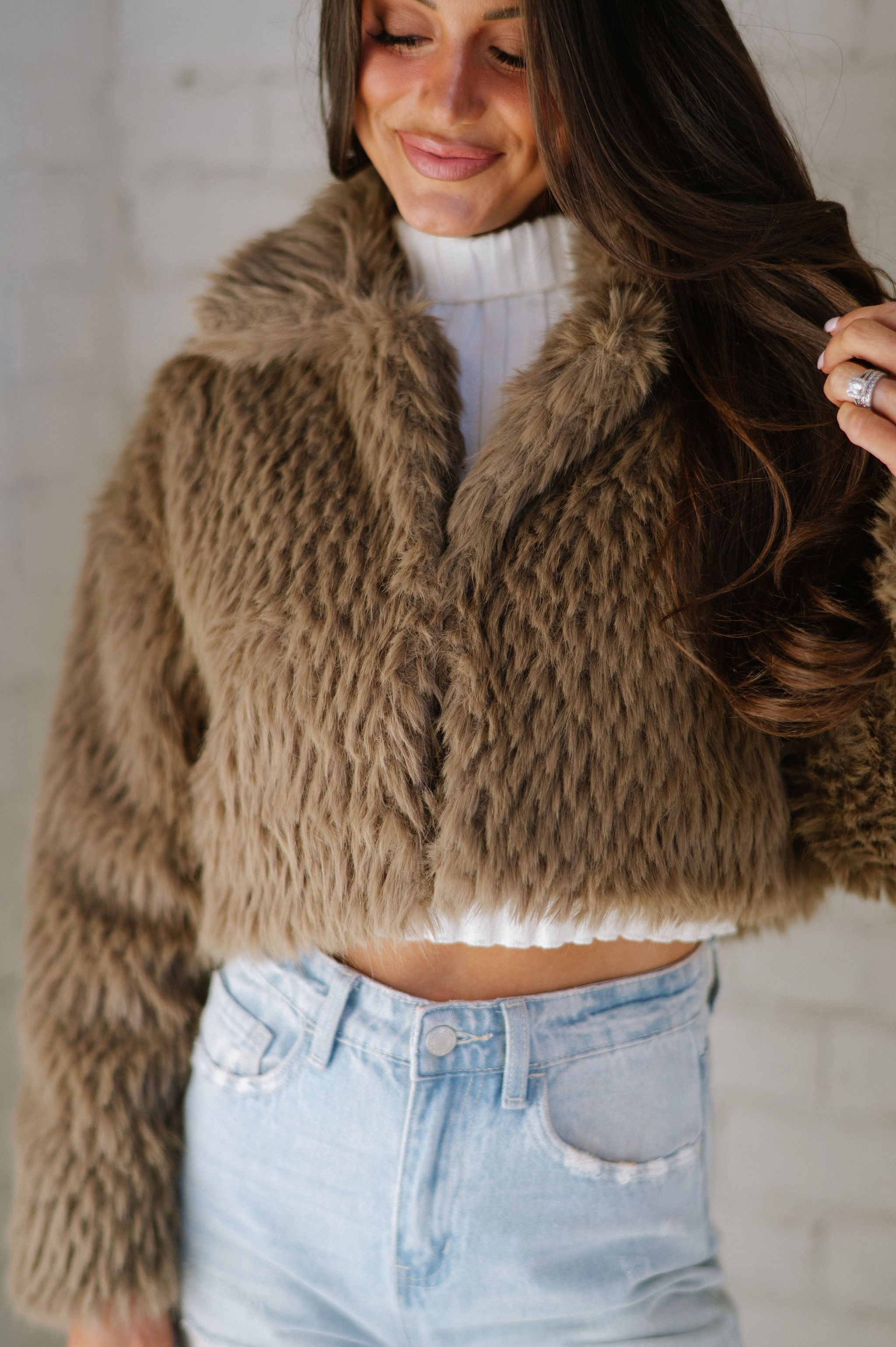 Cami Cropped Jacket-Brown